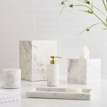 Online Designer Bathroom Almalfi Marble Bath Accessories, Set of 5, White