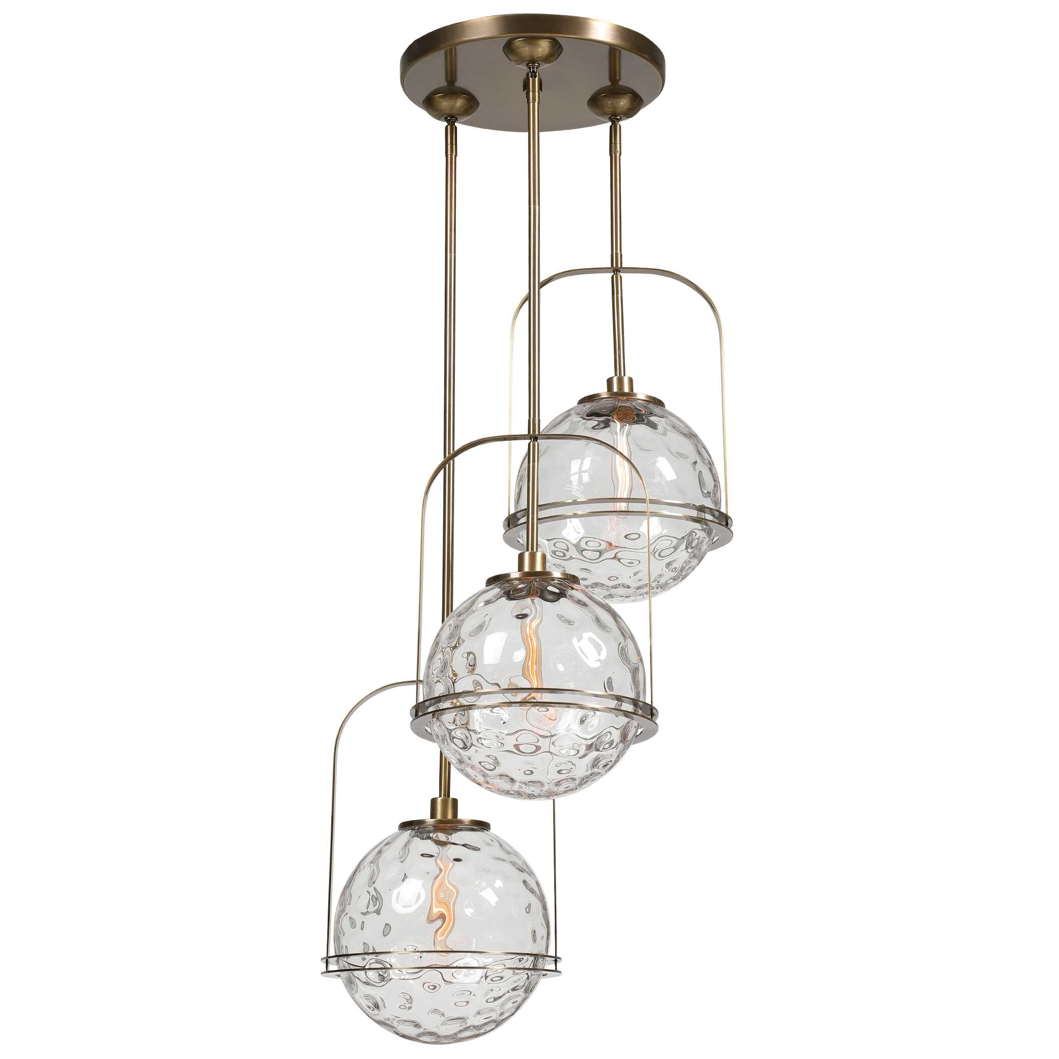 Mimas 3 Light Cluster Pendant, Ceiling Light by Uttermost, 24" width x 48.25" height x 24" diameter x 24" depth View 4