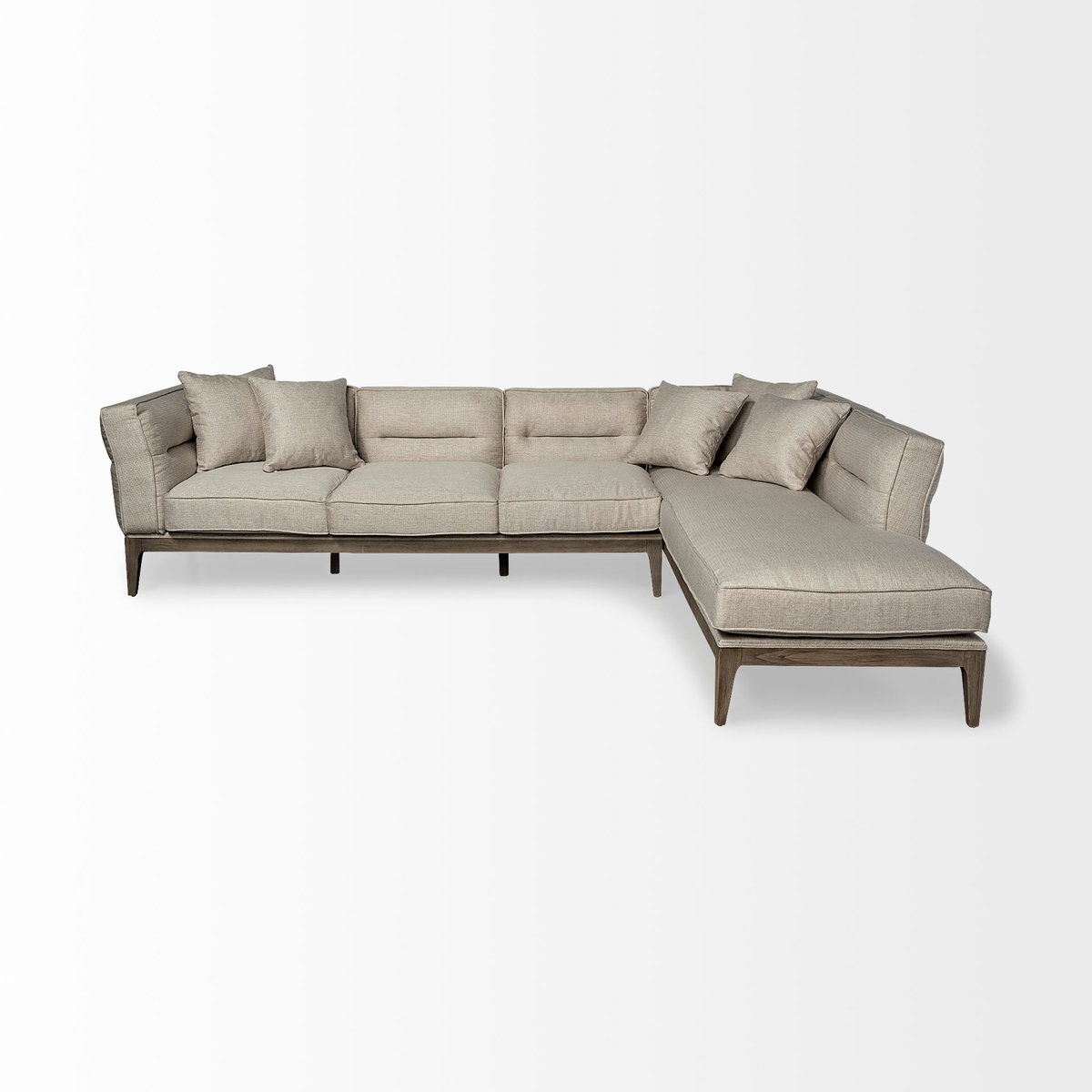 Denali III Beige Upholstered Wooden Frame Sectional, Sectional Sofa by Mercana, 121" length x 86" width x 30.25" height View 3