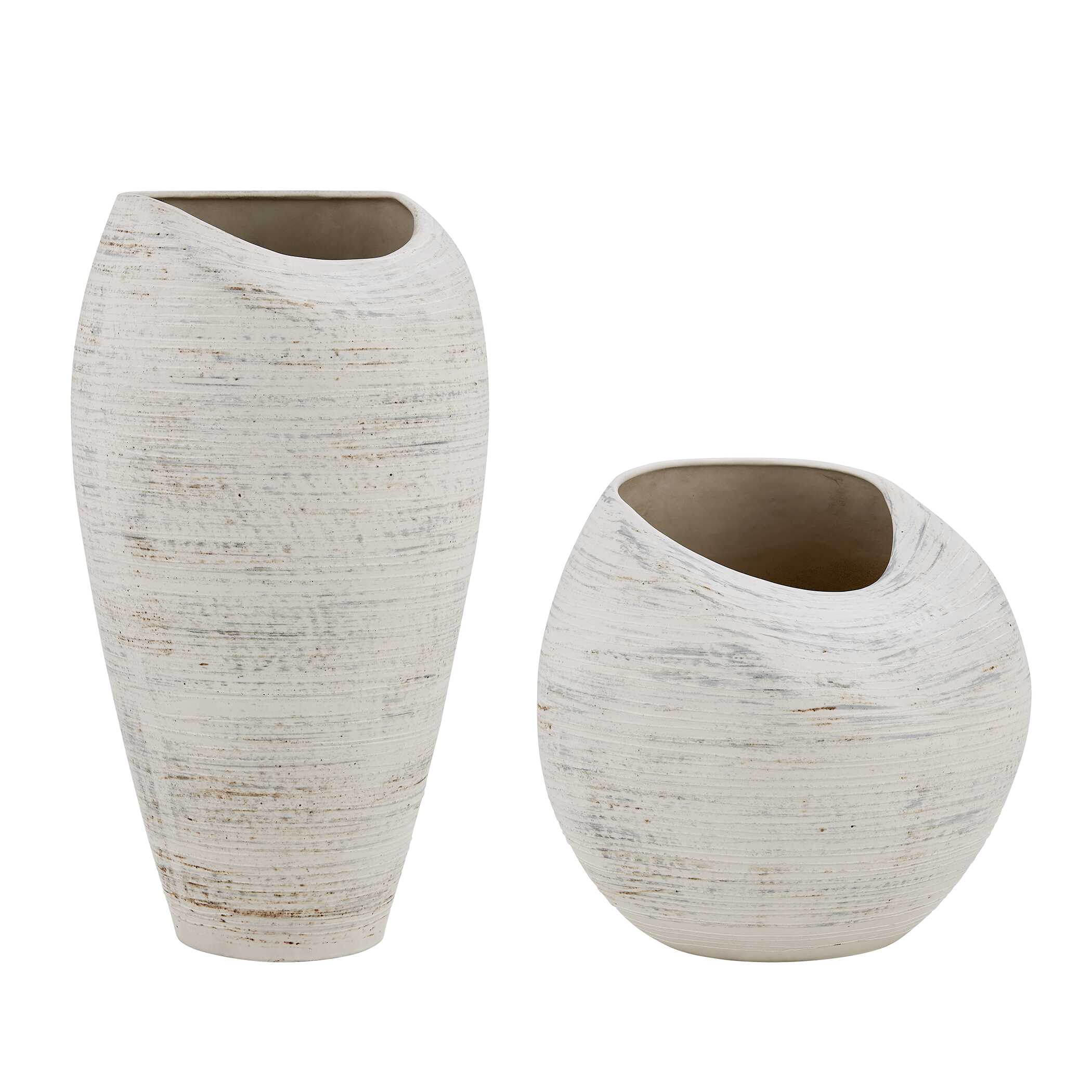 Inara Indoor-Outdoor White Vases Set/2, Decorative by Uttermost, 9.5" width x 9.5" height x 14.25" depth View 3
