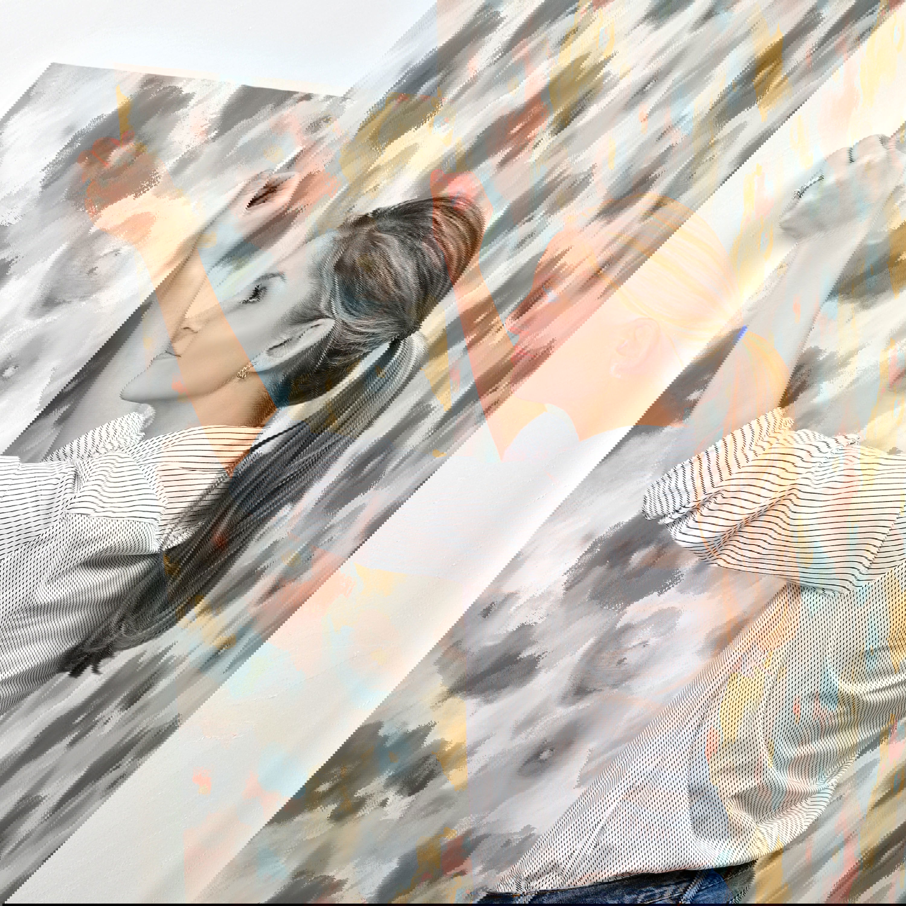 Impressionist Floral Copper & Blue Wallpaper large image 