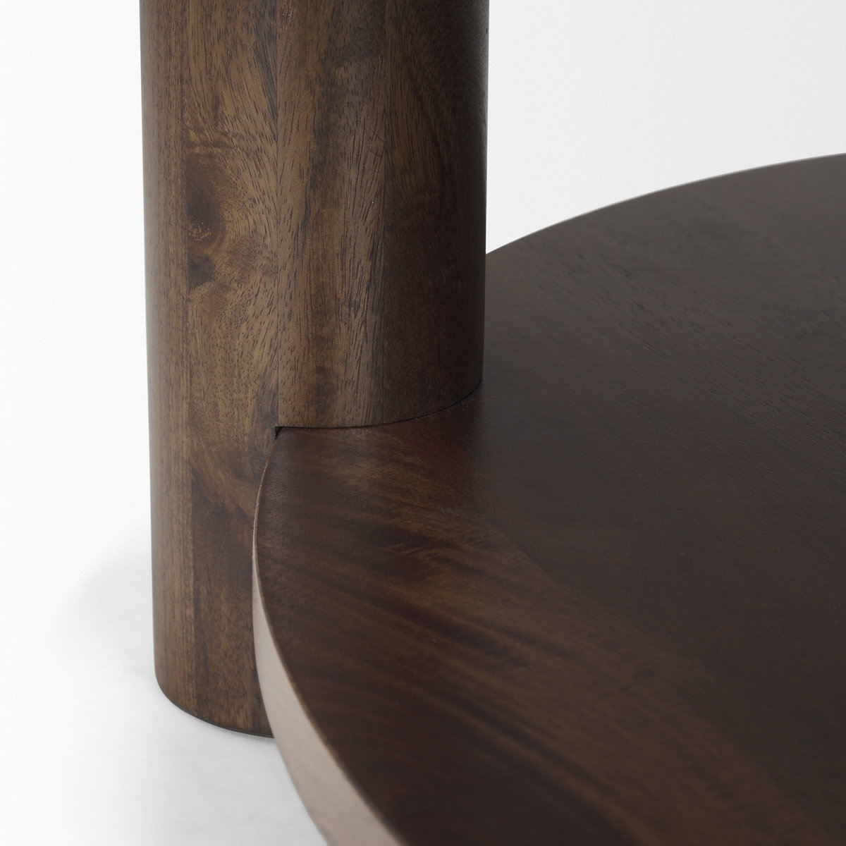 Jovia Brown Mango Wood with Cappuccino Marble Round Coffee Table, by Mercana, 36" length x 36" width x 16" height View 14