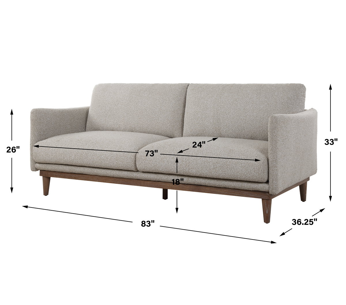 Freefall Gray Ceruse Sofa, Sofas & Sectional by Uttermost, 83" width x 33" height x 36.25" depth View 3
