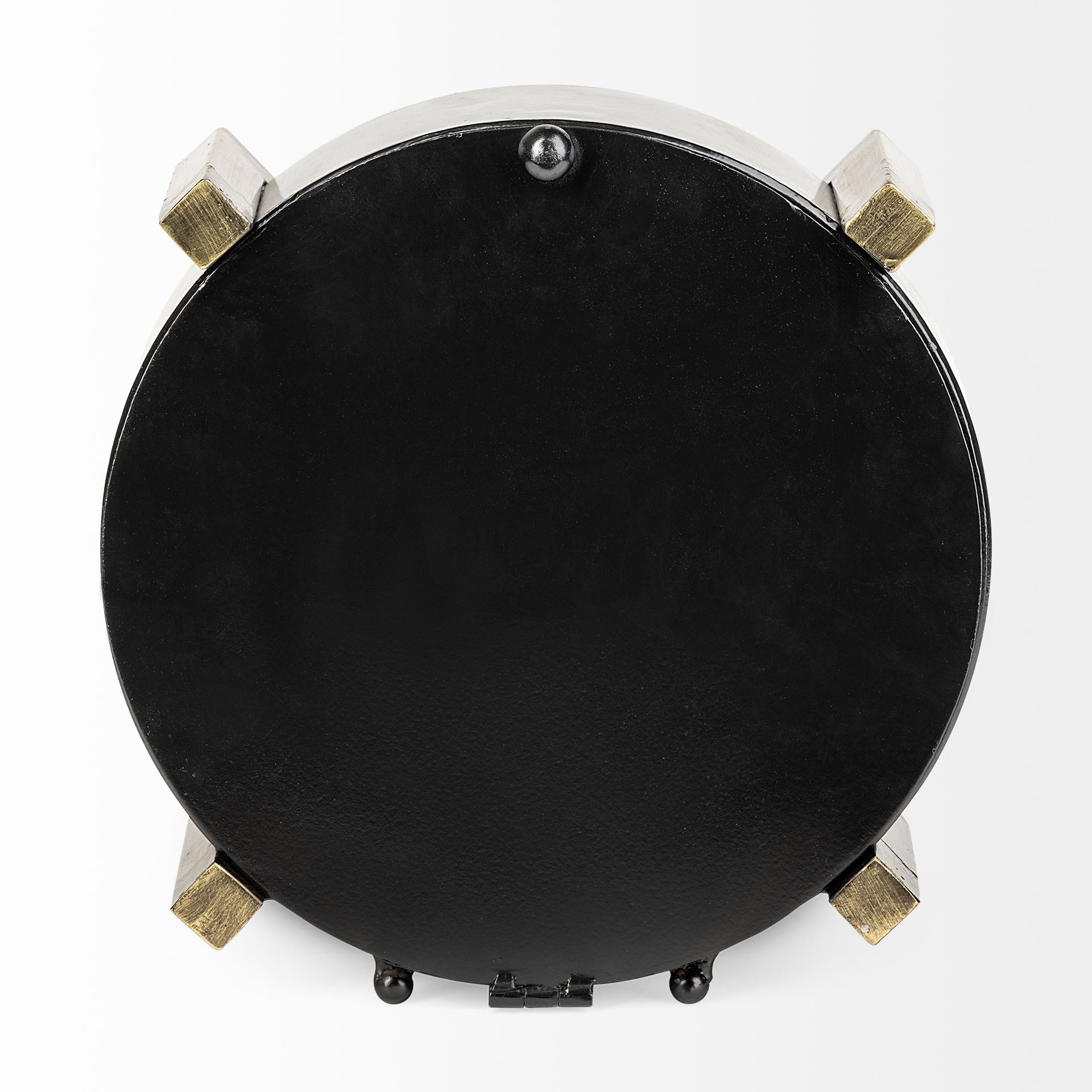 Agar Black Metal Round Table Clock, by Mercana, 10" length x 4.5" width x 10" height View 5