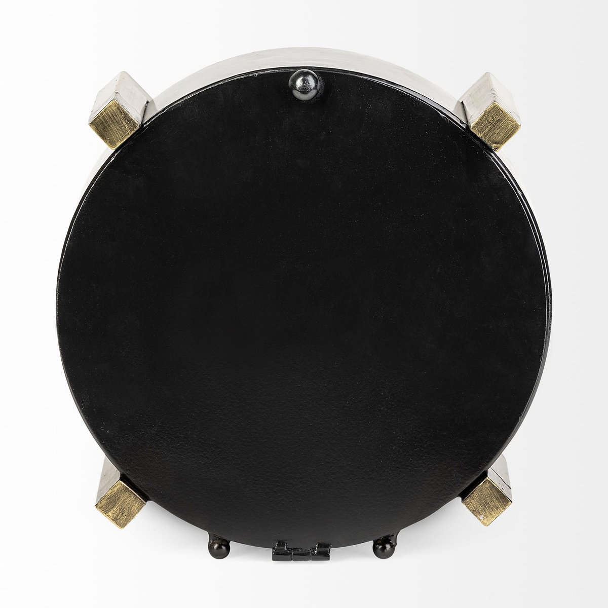 Agar Black Metal Round Table Clock, by Mercana, 10" length x 4.5" width x 10" height View 5