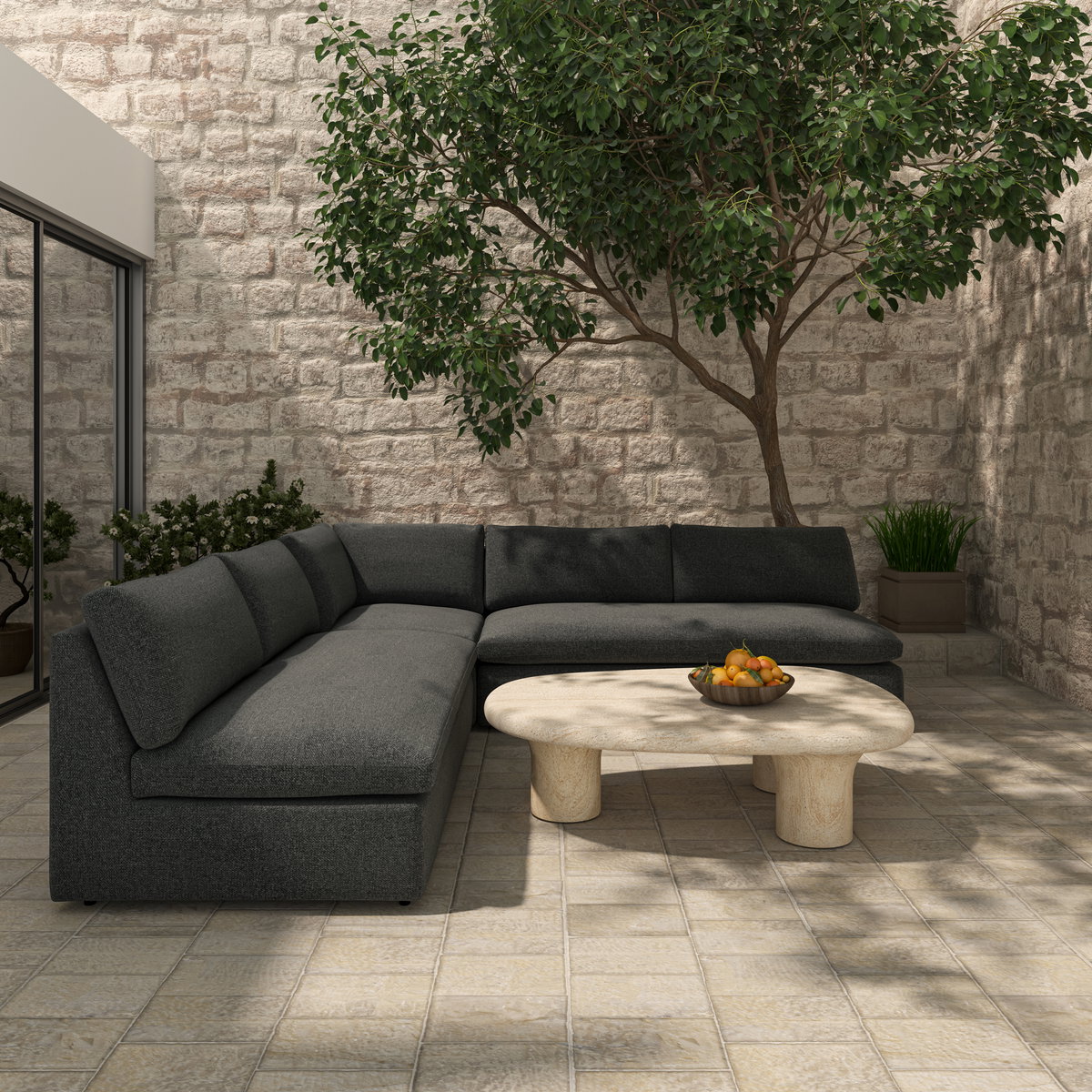 Miles Outdoor Corner Speckled Charcoal, Sectional Sofa by Moe's Home, 40" width x 35.8" height x 40" depth View 7