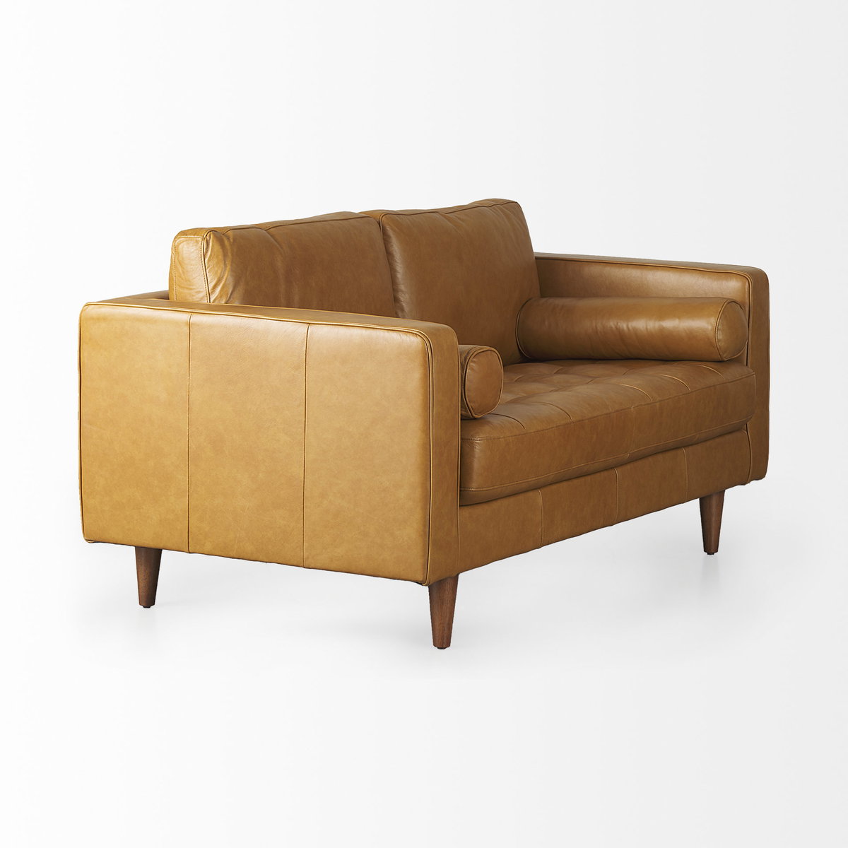 Svend 65.0L x 38.0W x 34.0H Tan Leather Love Seat Sofa, Sofas & Sectional by Mercana, 64.96" length x 37.8" width x 34.65" height View 8