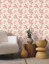 Anemone Toile French Red Wallpaper, by York Wall, 33' length x 1'8.5" width x 0.02" depth thumbnail 2