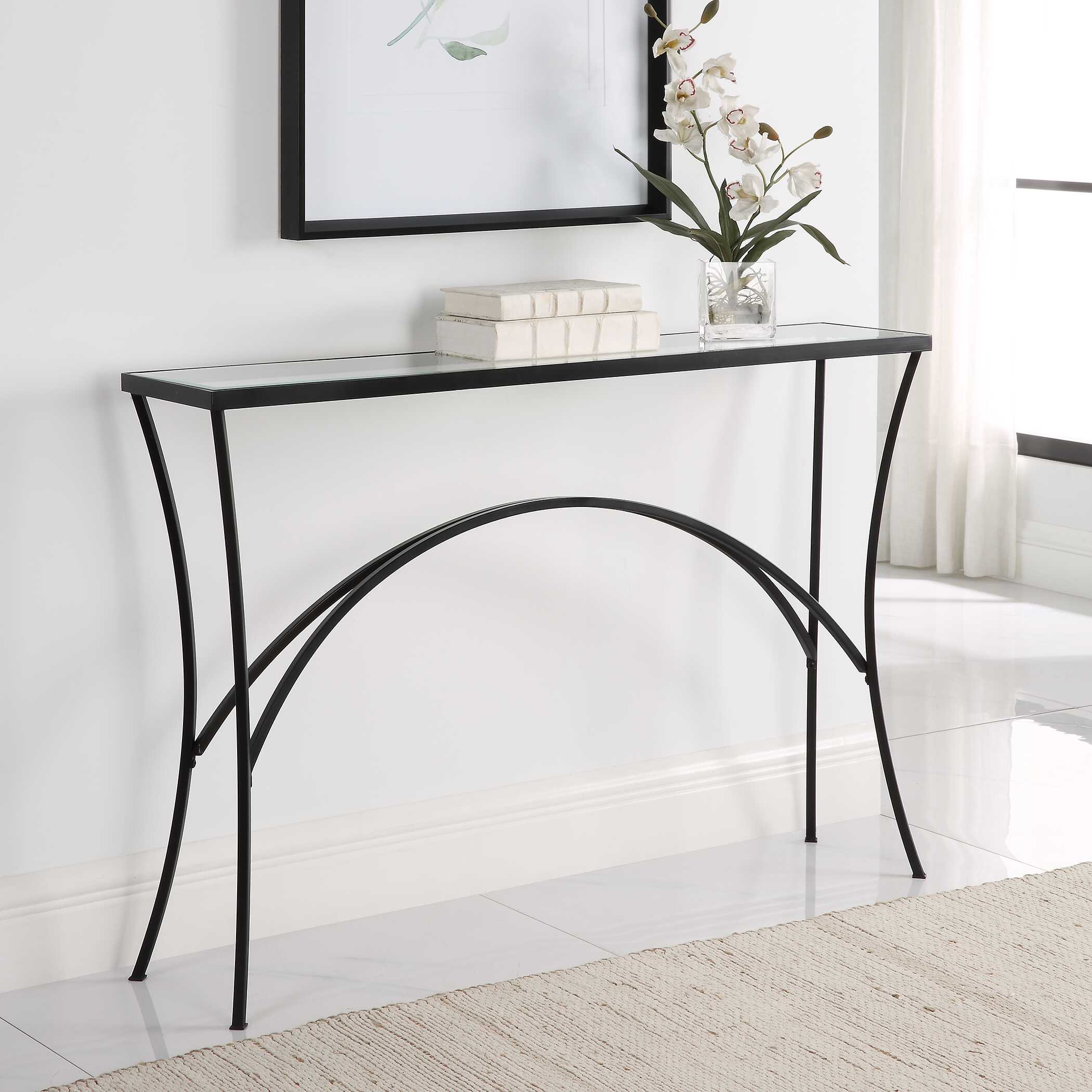 Alayna Black Metal & Glass Console Table Alayna Black Metal & Glass Console Table large image