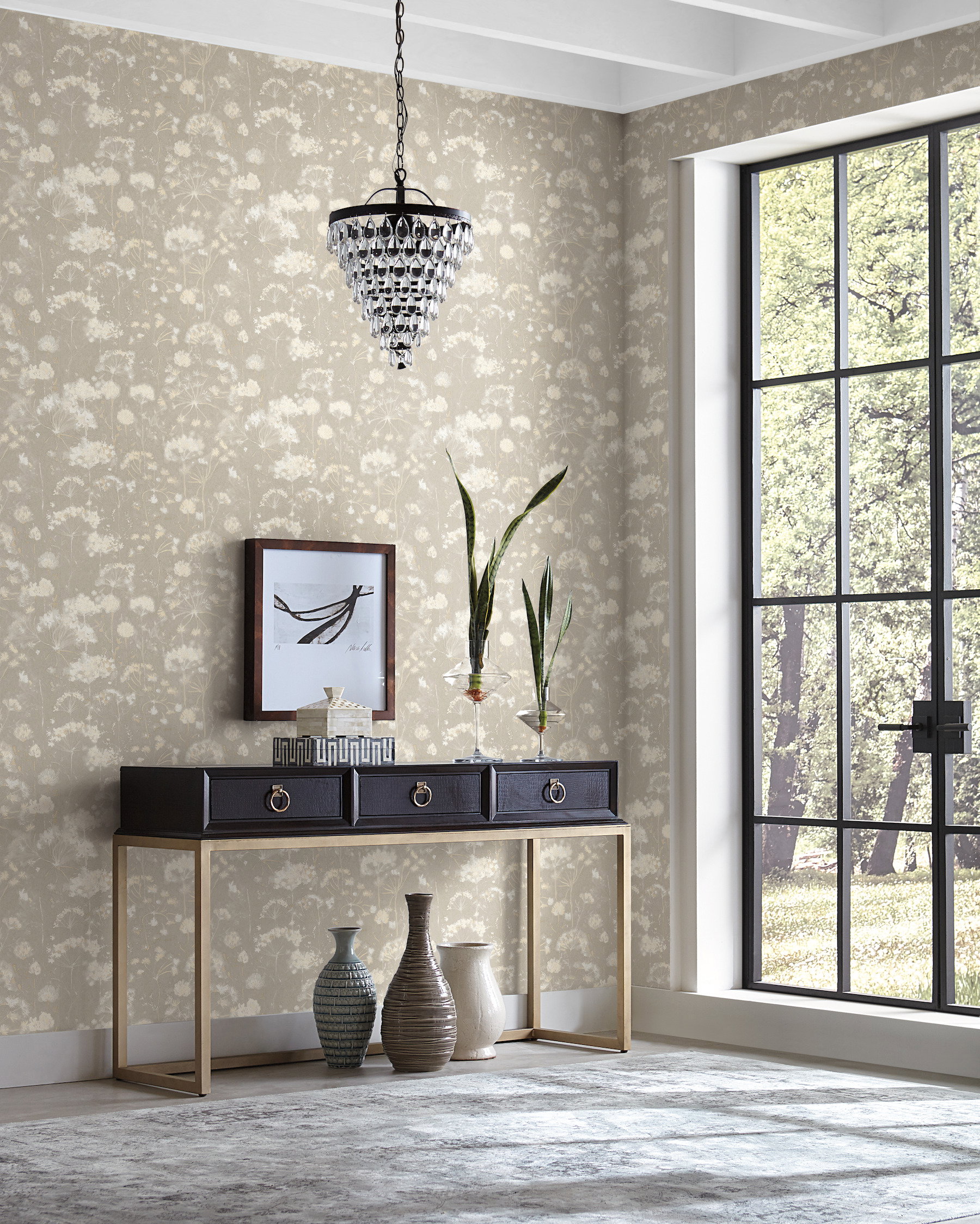 Botanical Fantasy Light Grey Wallpaper, by York Wall, 27' length x 2'3" width x 0.02" depth View 3