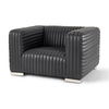 Ricciardo Black Leather Upholstered Arm Chair, Accent Chair by Mercana, 45.28" length x 38.19" width x 26.38" height thumbnail 1