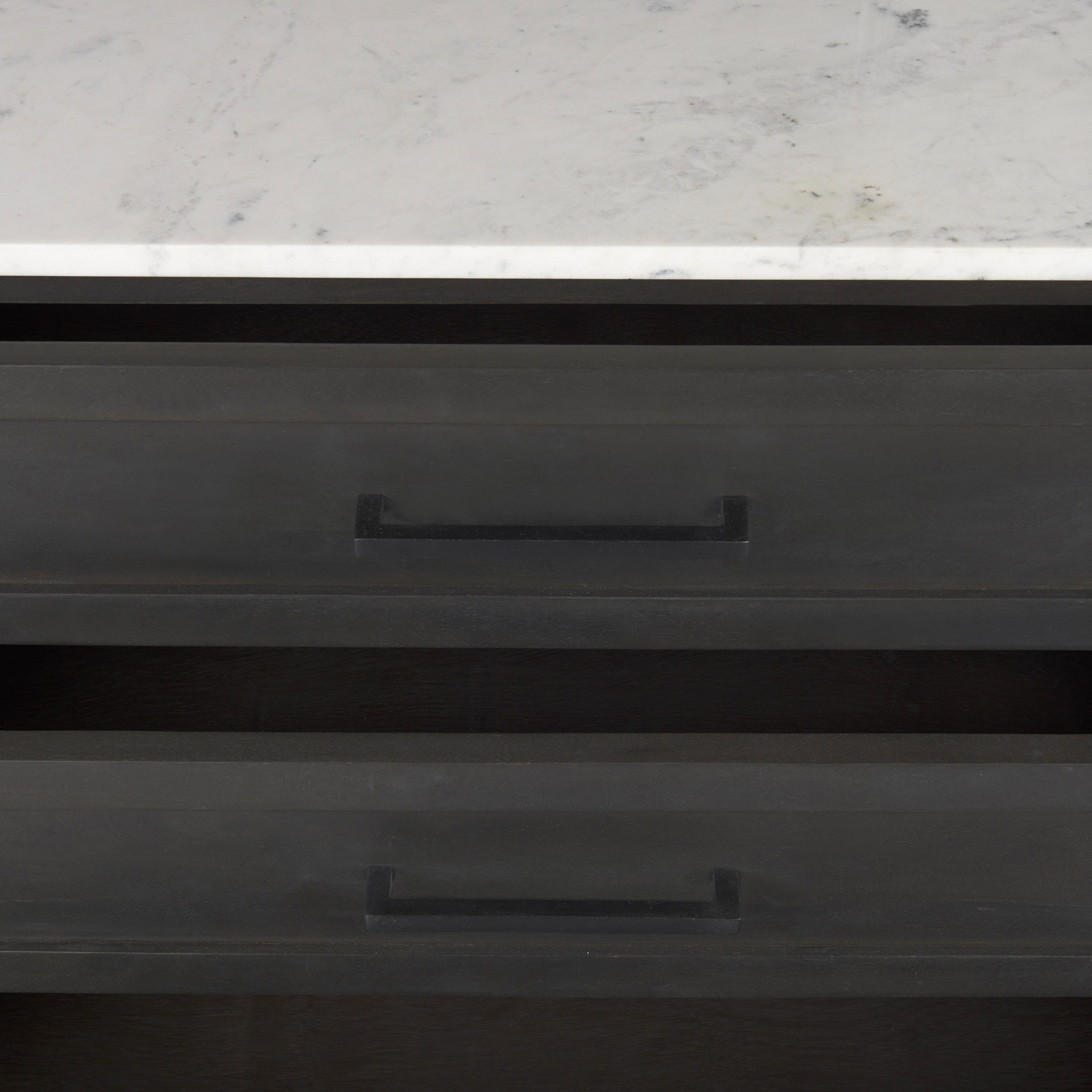 Divina Black-Brown Wood with White Marble Top and Black Metal Base Sideboard, Sideboards & Buffet by Mercana, 71" length x 18.5" width x 32" height View 13