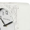 Karl  Rustic White Iron Rounded Square Table Clock, by Mercana, 8" length x 2.75" width x 8.75" height thumbnail 7