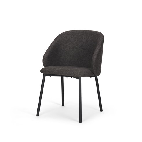 Shannon Contoured Back Dining Side Chair | Gray Fabric with Metal