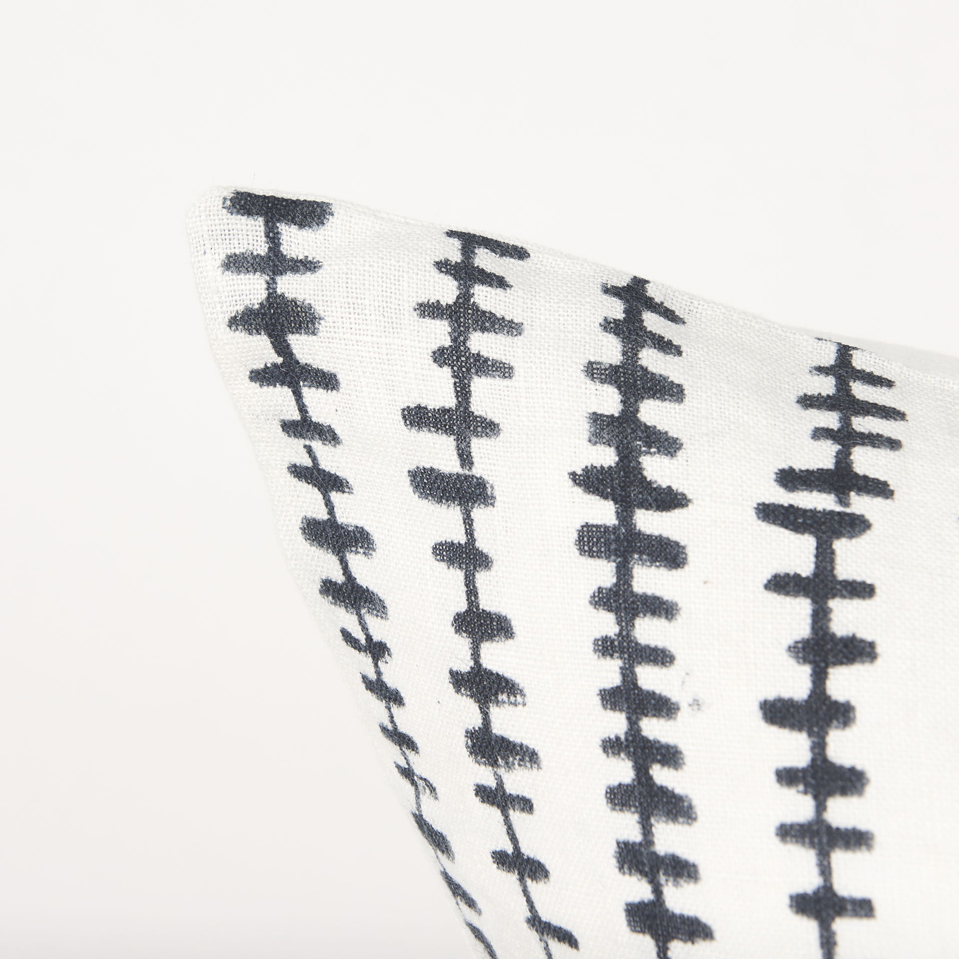 Jenna Cream with Black Print Linen Square Decorative Pillow Cover, by Mercana, 22" length x 22" width x 0.2" height View 8