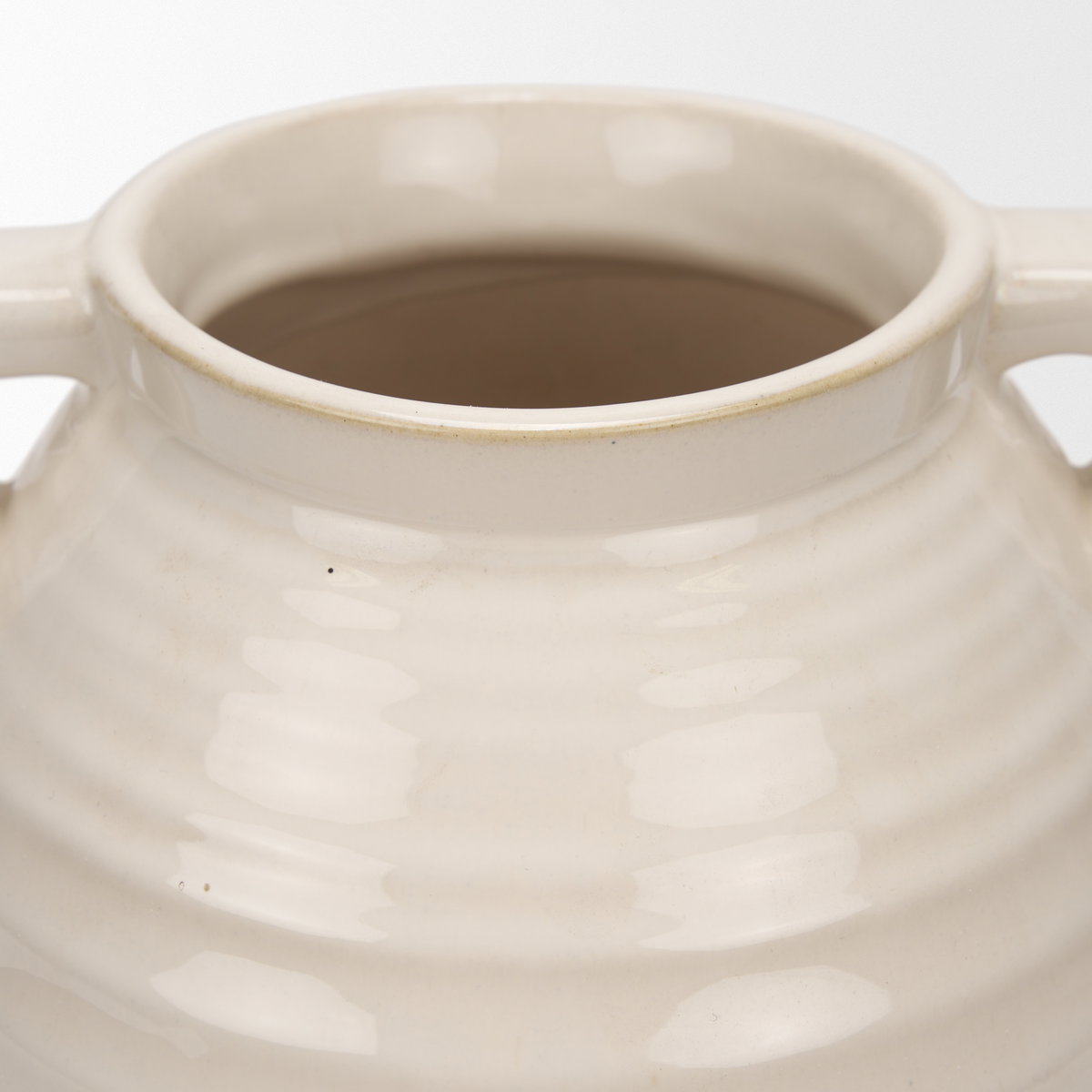 Tryna Large Beige with Matte Brown Ceramic Vase, by Mercana, 9.05" length x 9.05" width x 13.78" height View 10