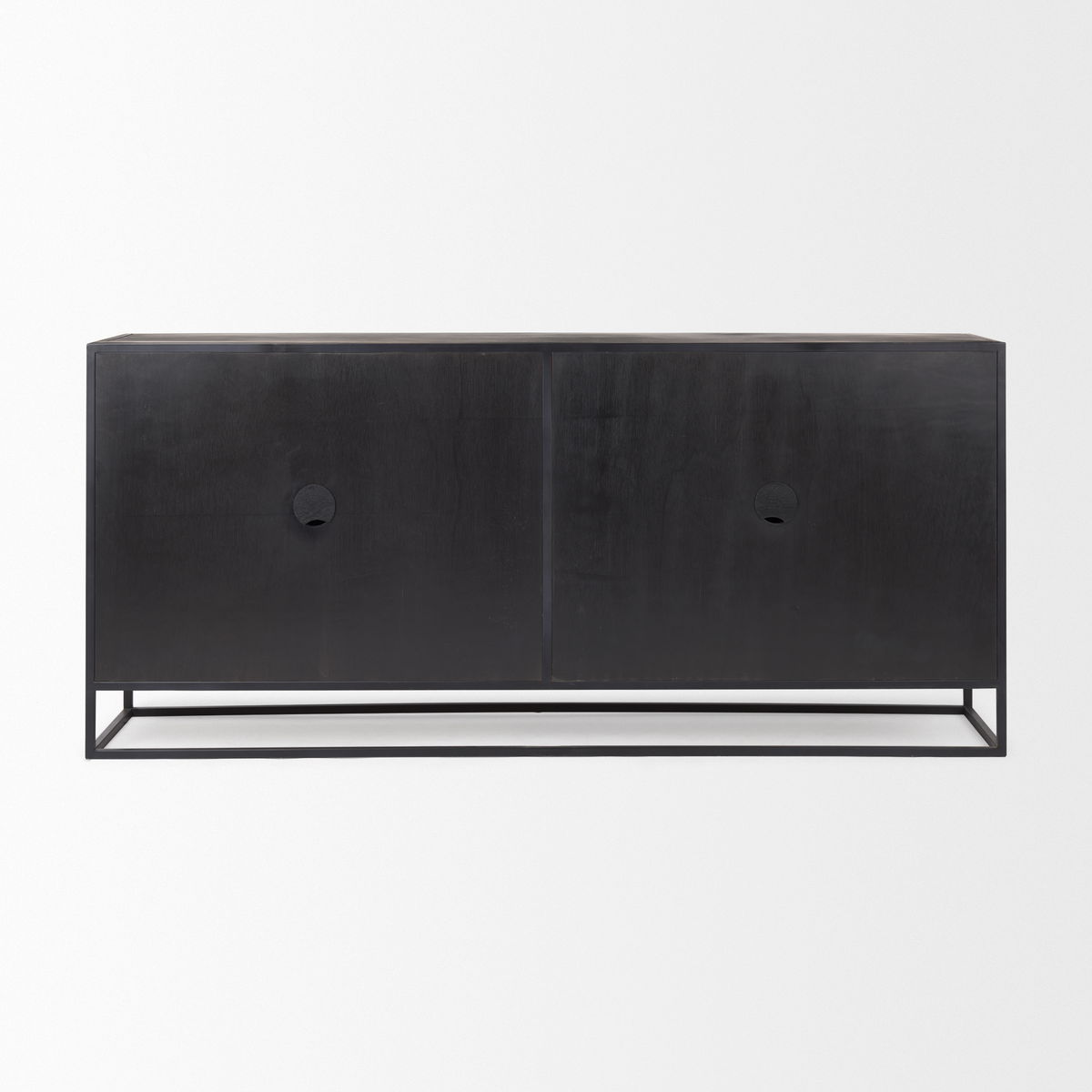 Sloan 80.0L x 17.0W x 36.0H Black Wood with Black Metal Frame Sideboard, Sideboards & Buffet by Mercana, 80" length x 18.75" width x 36.25" height View 8
