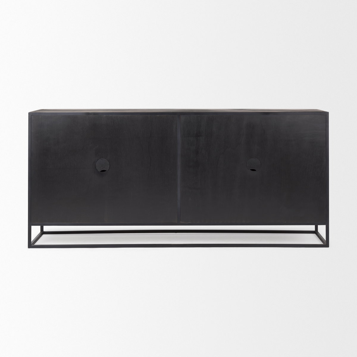 Sloan 80.0L x 17.0W x 36.0H Black Wood with Black Metal Frame Sideboard, Sideboards & Buffet by Mercana, 80" length x 18.75" width x 36.25" height View 8