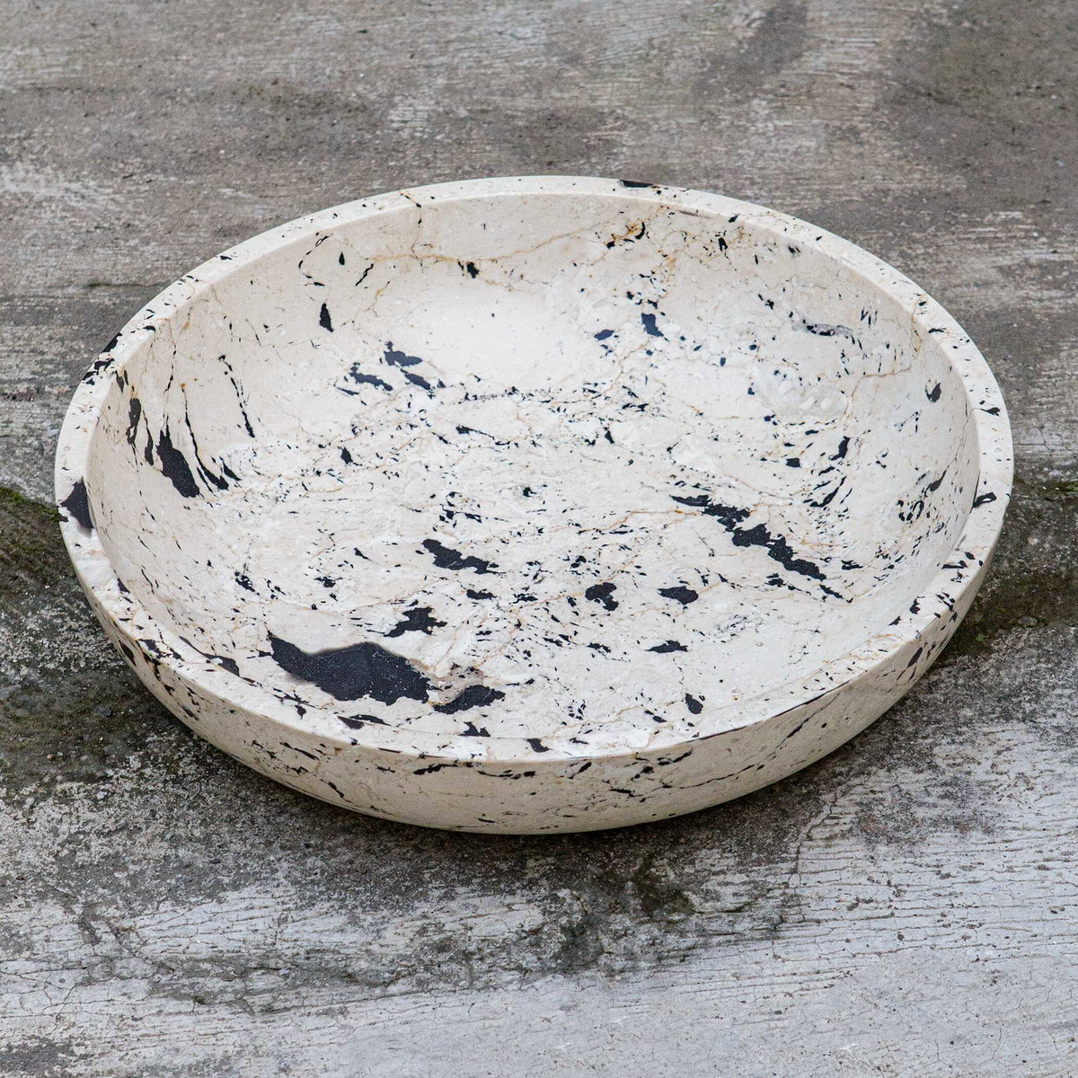 Nouveau Limestone Bowl, Decorative Tray by Uttermost, 18" width x 4" height x 18" depth View 3