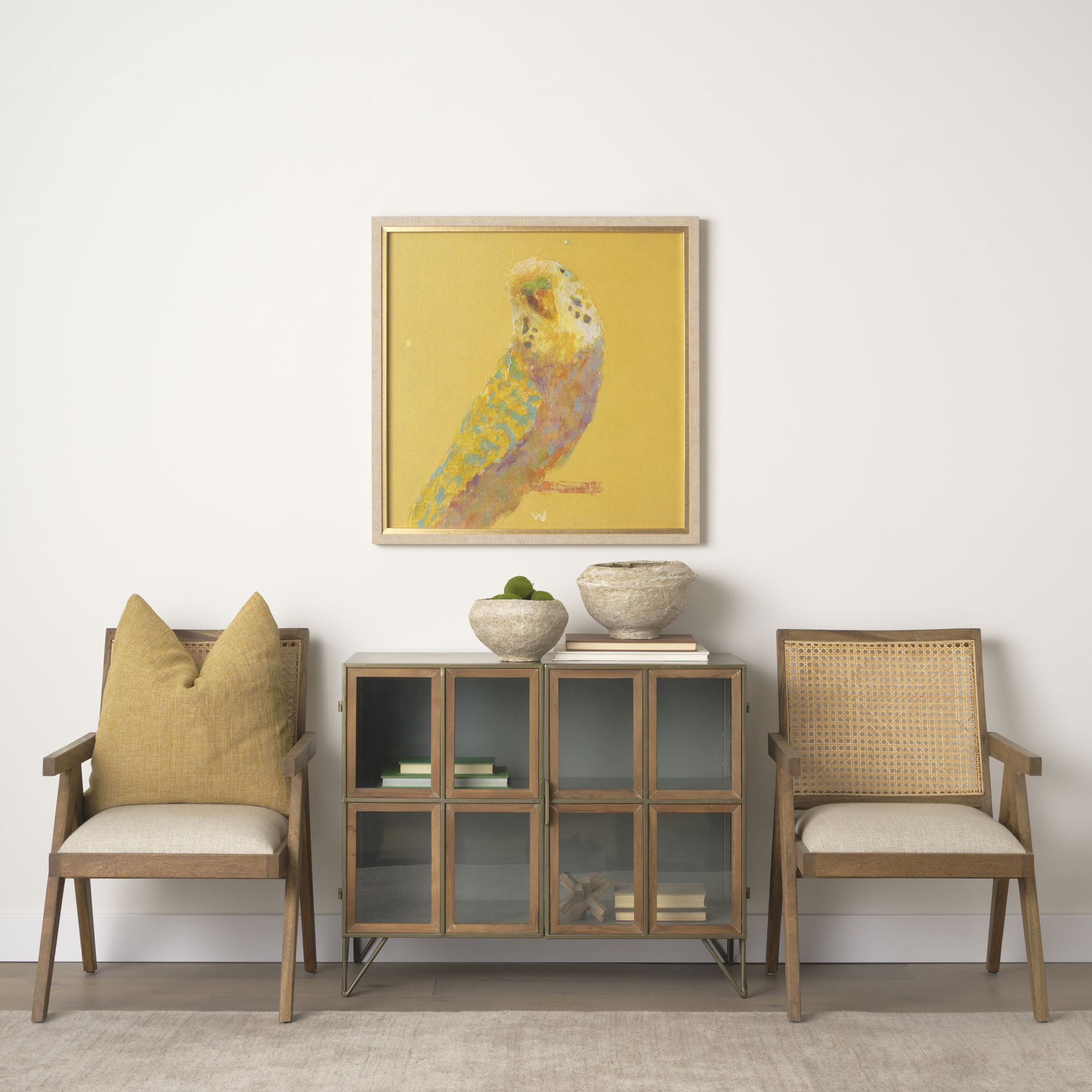 Sonu Set of 2 Beige Paper Mache Half-Pot Bowls, Decorative Bowl by Mercana, 12" length x 12" width x 8.5" height View 2