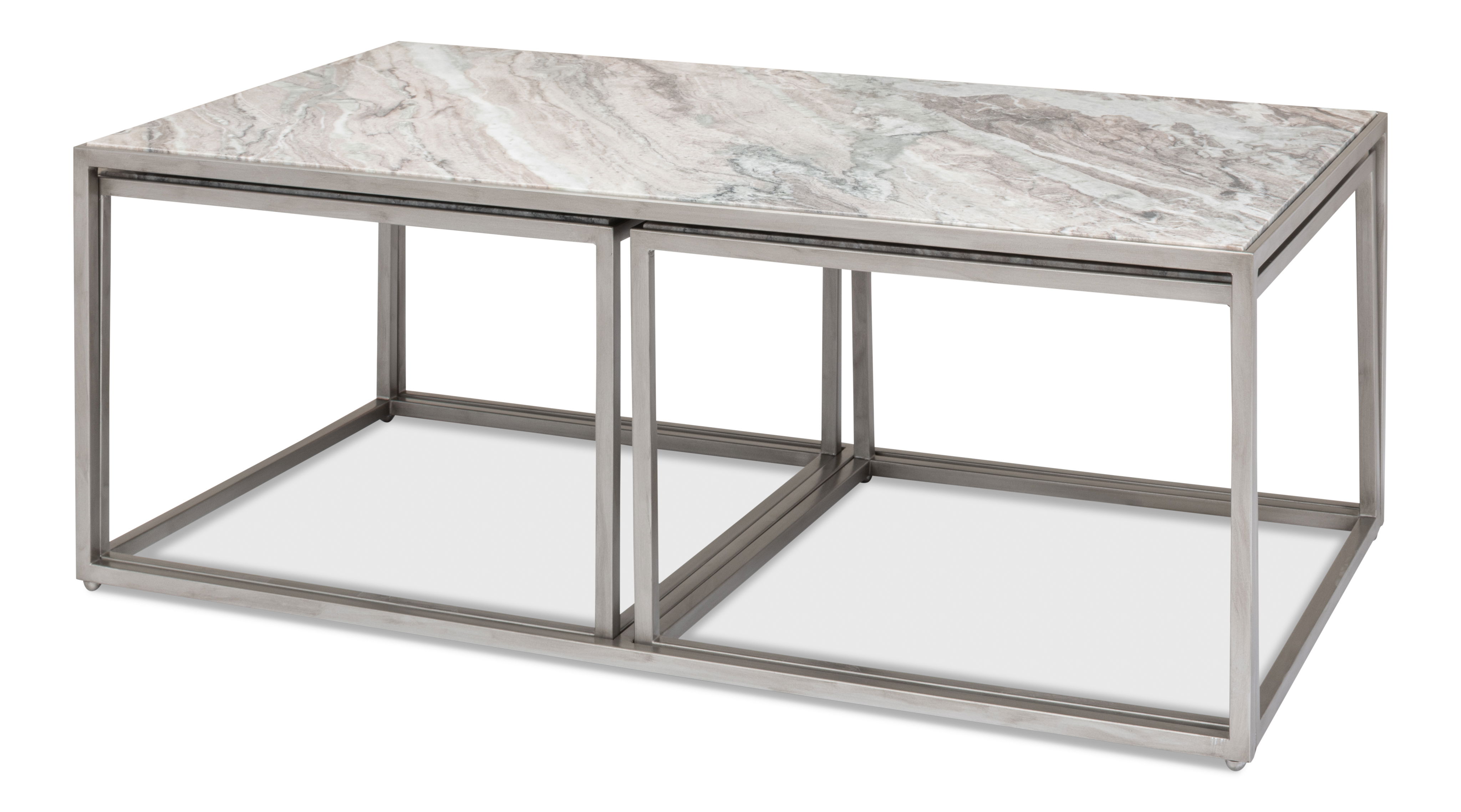 Set Of 3 Nesting Low Tables, Marble Tops large image 