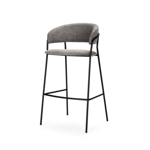 Carolyn Backless 39.8in Seat Bar Stool | Gray Fabric with Stool
