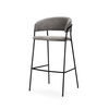 Carolyn Bar Stool with Gray Fabric & Matte Black Metal, Counter & Bar Stool by Mercana, 19.25" length x 20.4" width x 39.75" height thumbnail 1