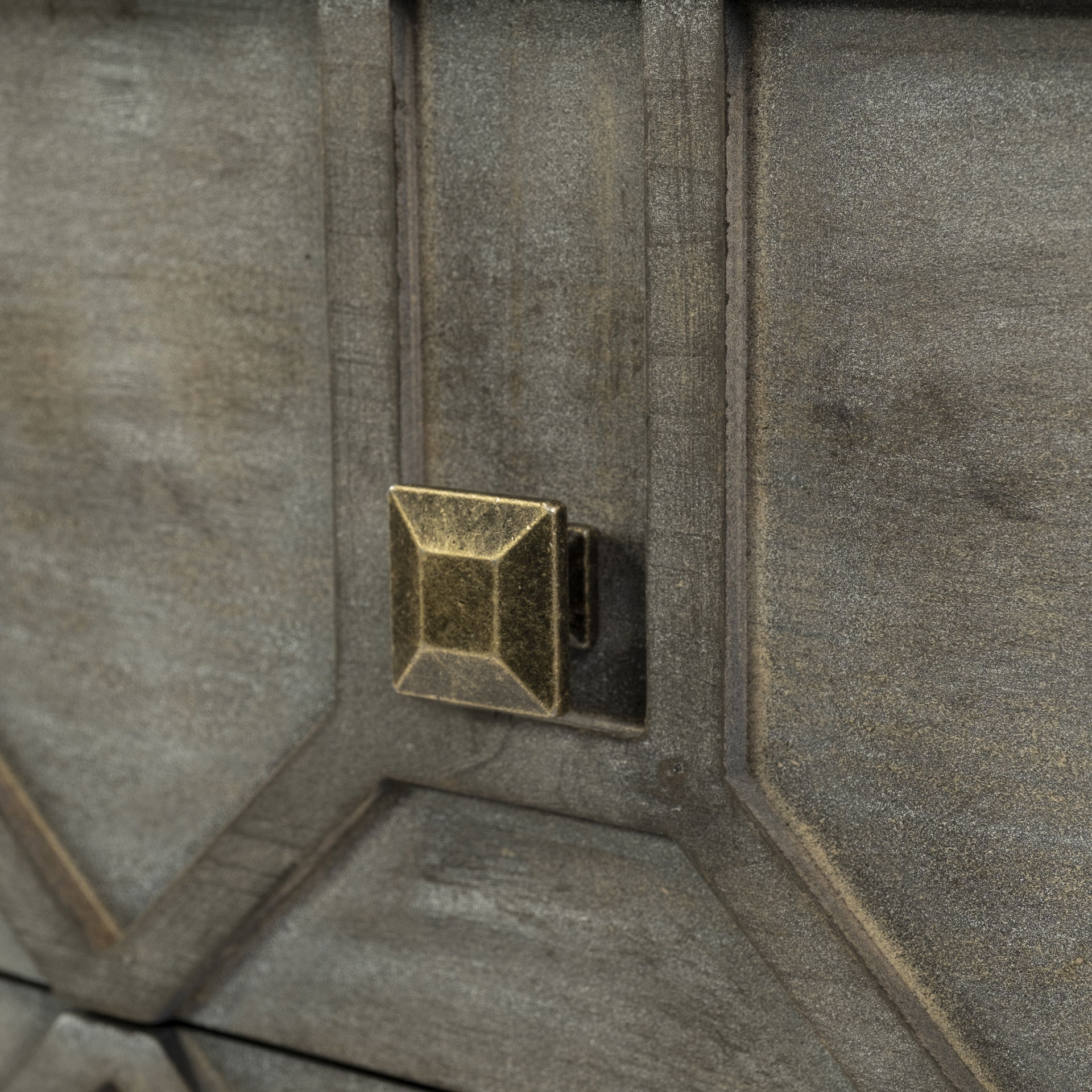 Genevieve II 70x15.8 Gray Fir Veneer with Gold Metal Frame Base 9 Drawer Sideboard, Sideboards & Buffet by Mercana, 70" length x 15.75" width x 31" height View 9