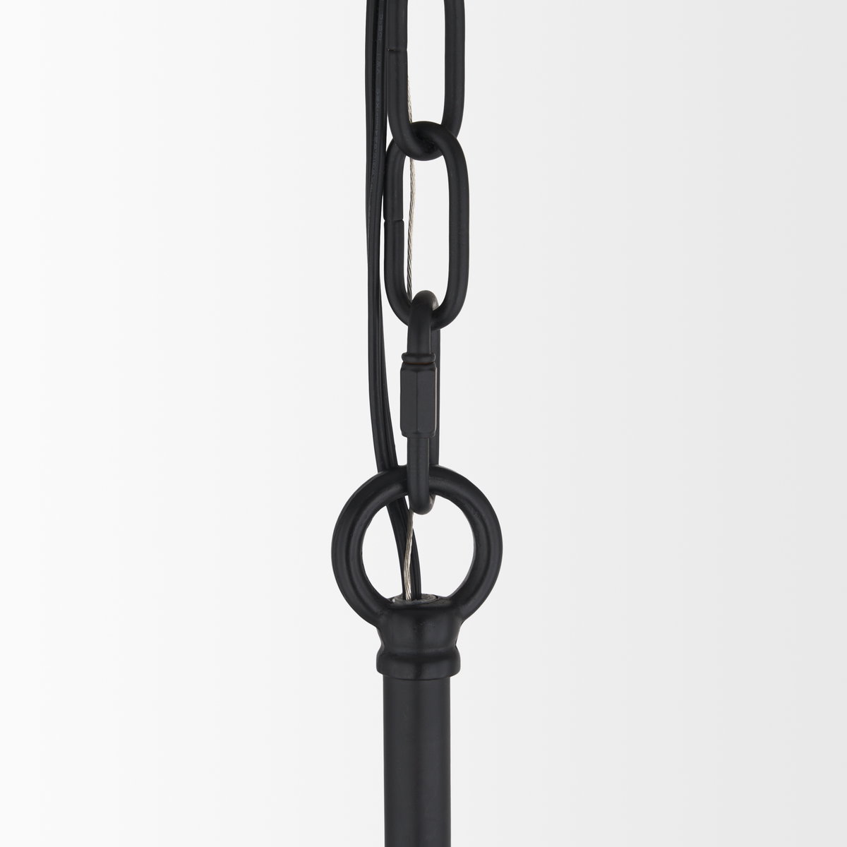 Barbara Matte Black Metal with Frosted Glass Globes 18-Light Chandelier, by Mercana, 48.82" length x 48.82" width x 48.82" height View 7