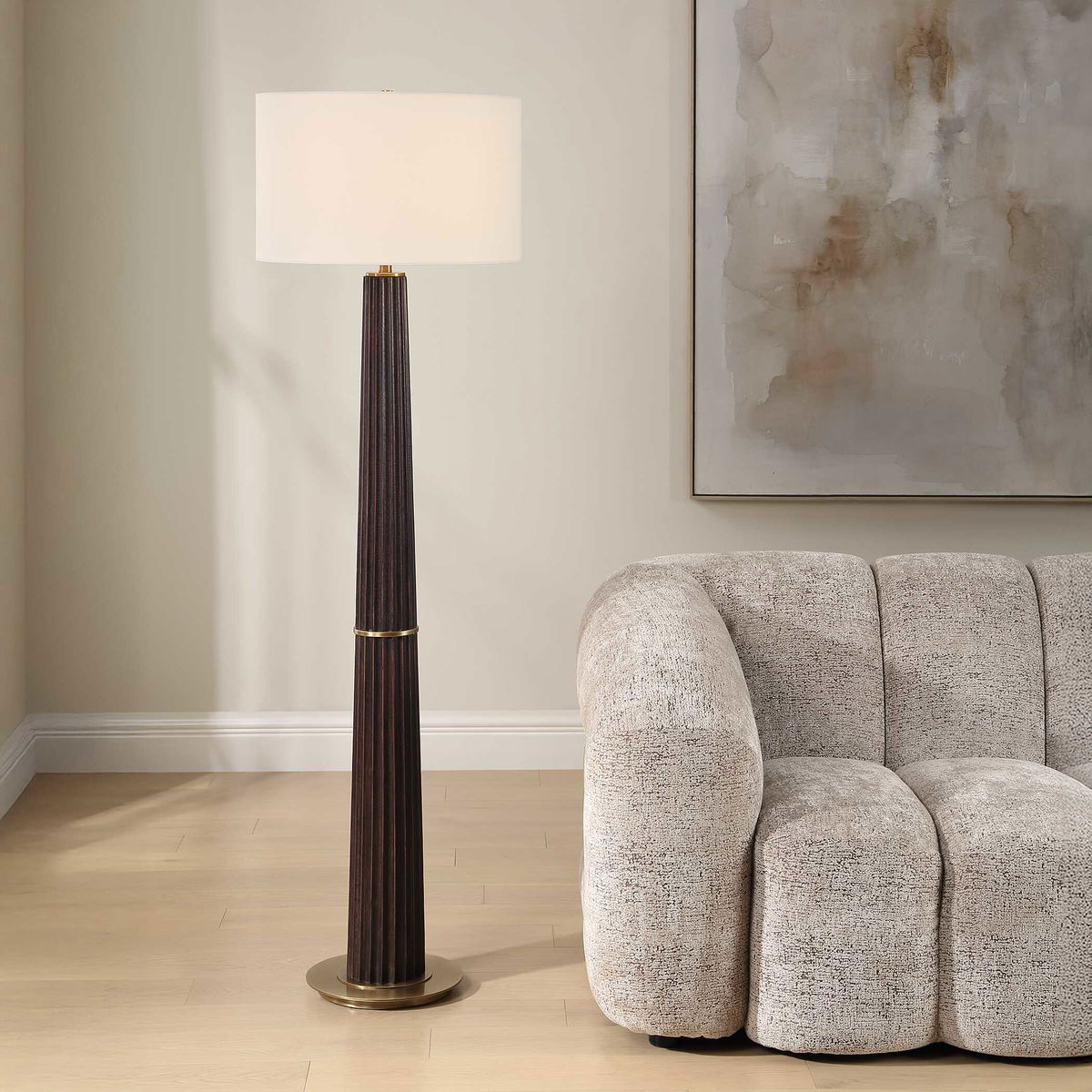 Forage Dark Oak Floor Lamp, by Uttermost, 18" width x 62.5" height x 18" depth View 2