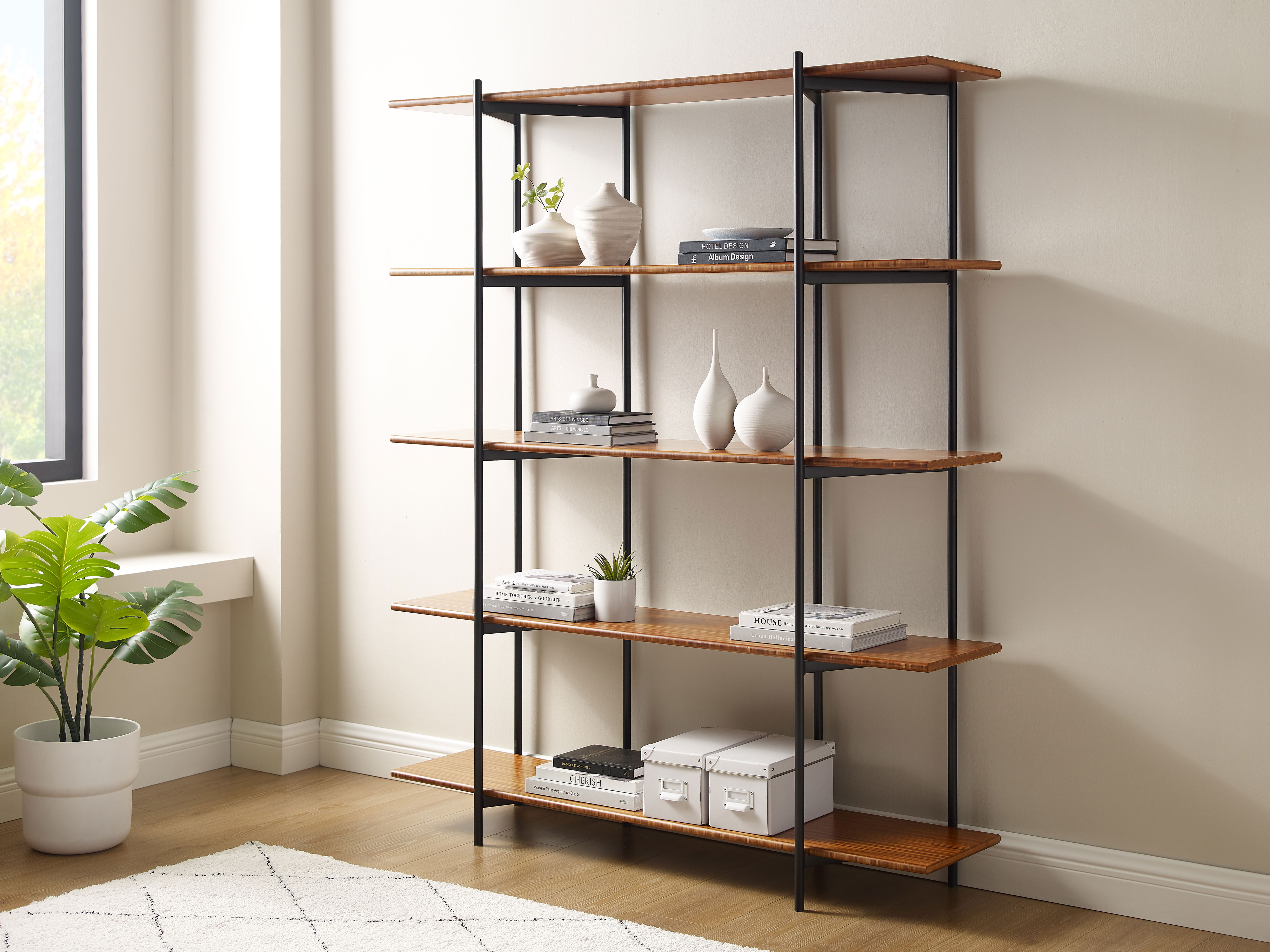 Studio Plus Metal Shelf, Amber, File Storage by Greenington, 13.5" length x 55" width x 66" height View 6