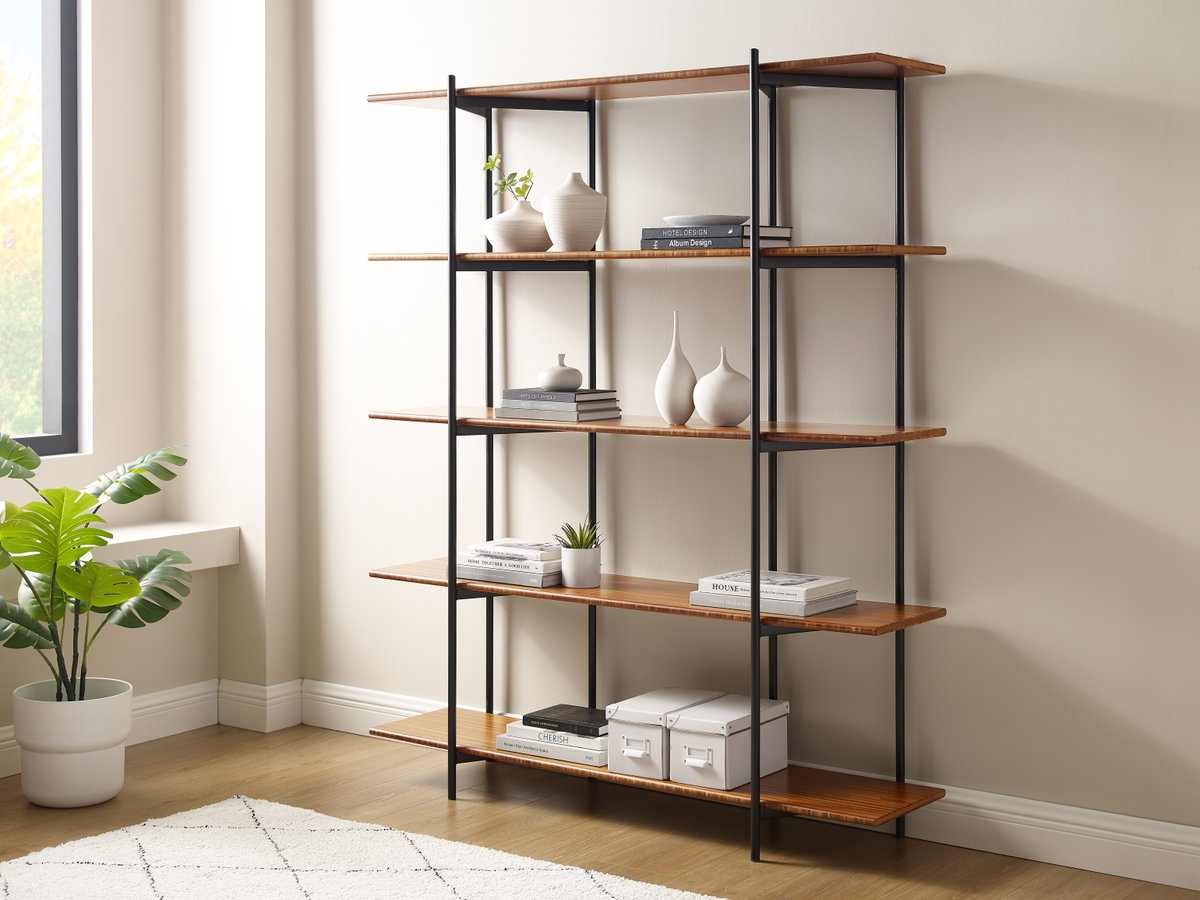Studio Plus Metal Shelf, Amber, Shelving & Bookcase by Greenington, 13.5" length x 55" width x 66" height View 6