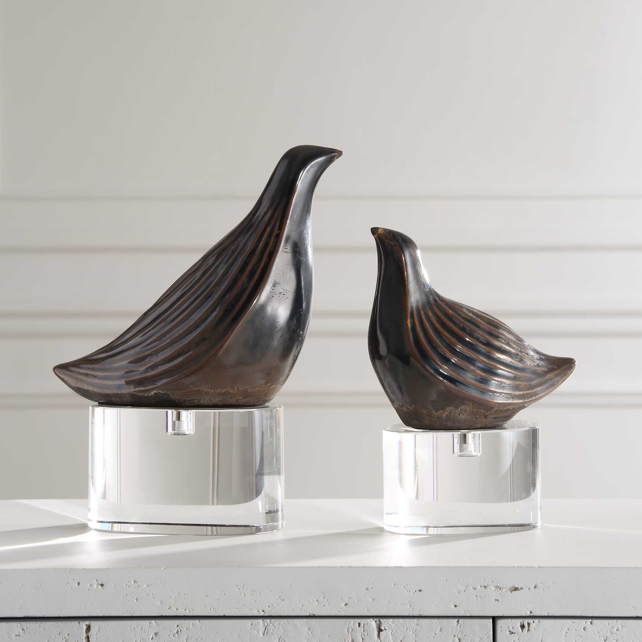 Nesting Bird Gray Sculptures Set/2 large image 