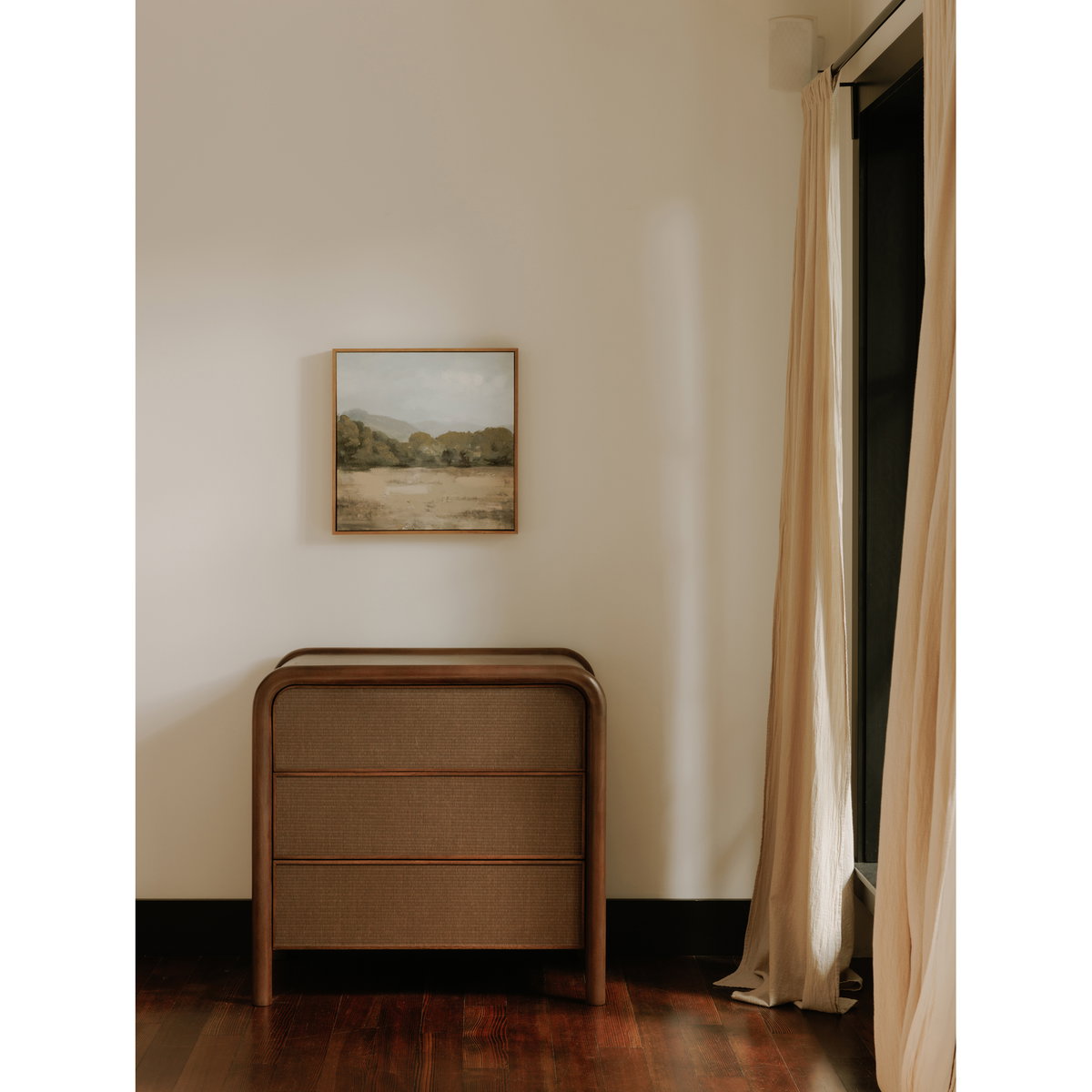 Rye 3 Drawer Nightstand Warm Brown, by Moe's Home, 31.75" width x 30.5" height x 19.75" depth View 10