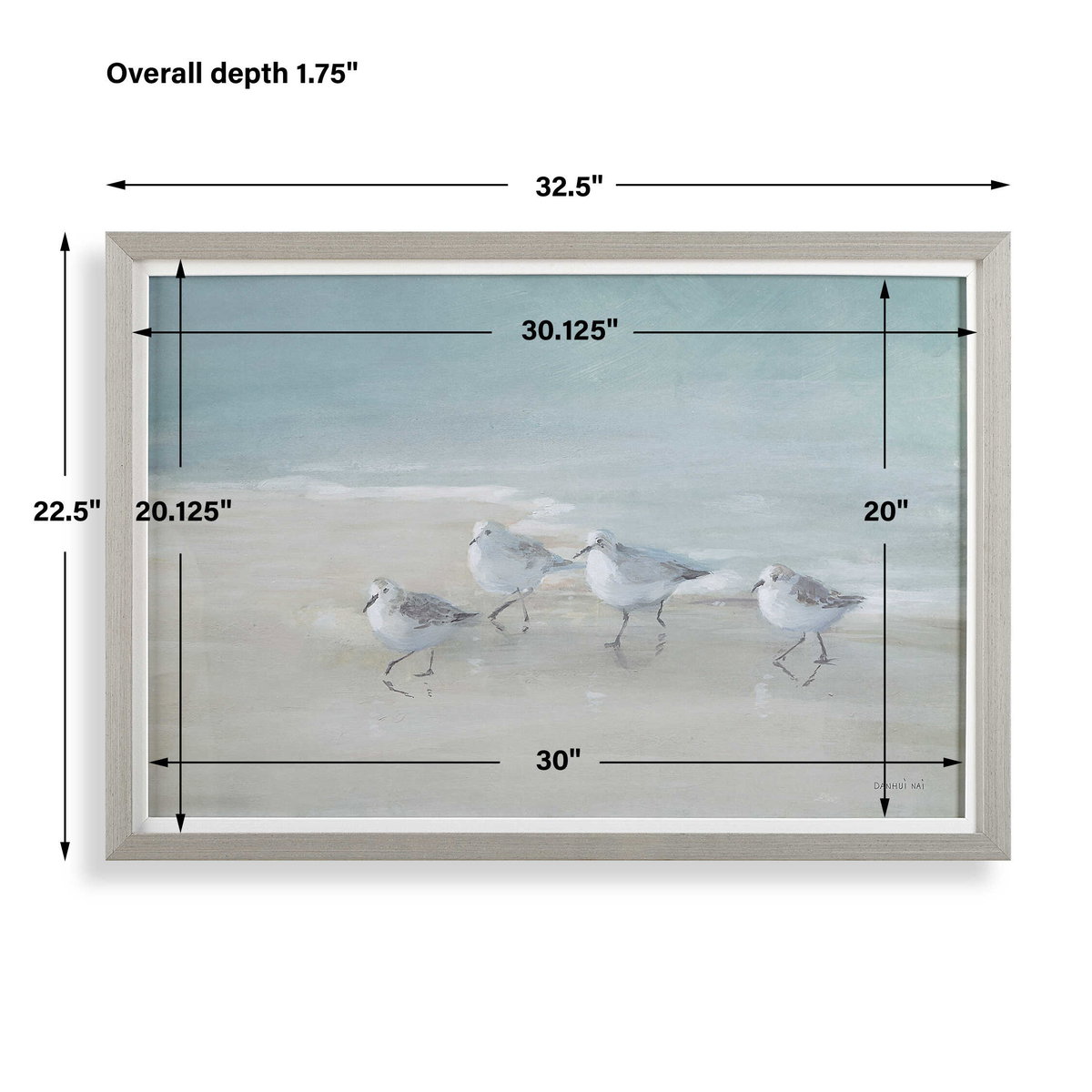 Tranquil Shorebirds On The Sand Framed Print, Art by Uttermost, 32.5" width x 22.5" height x 1.75" depth View 3