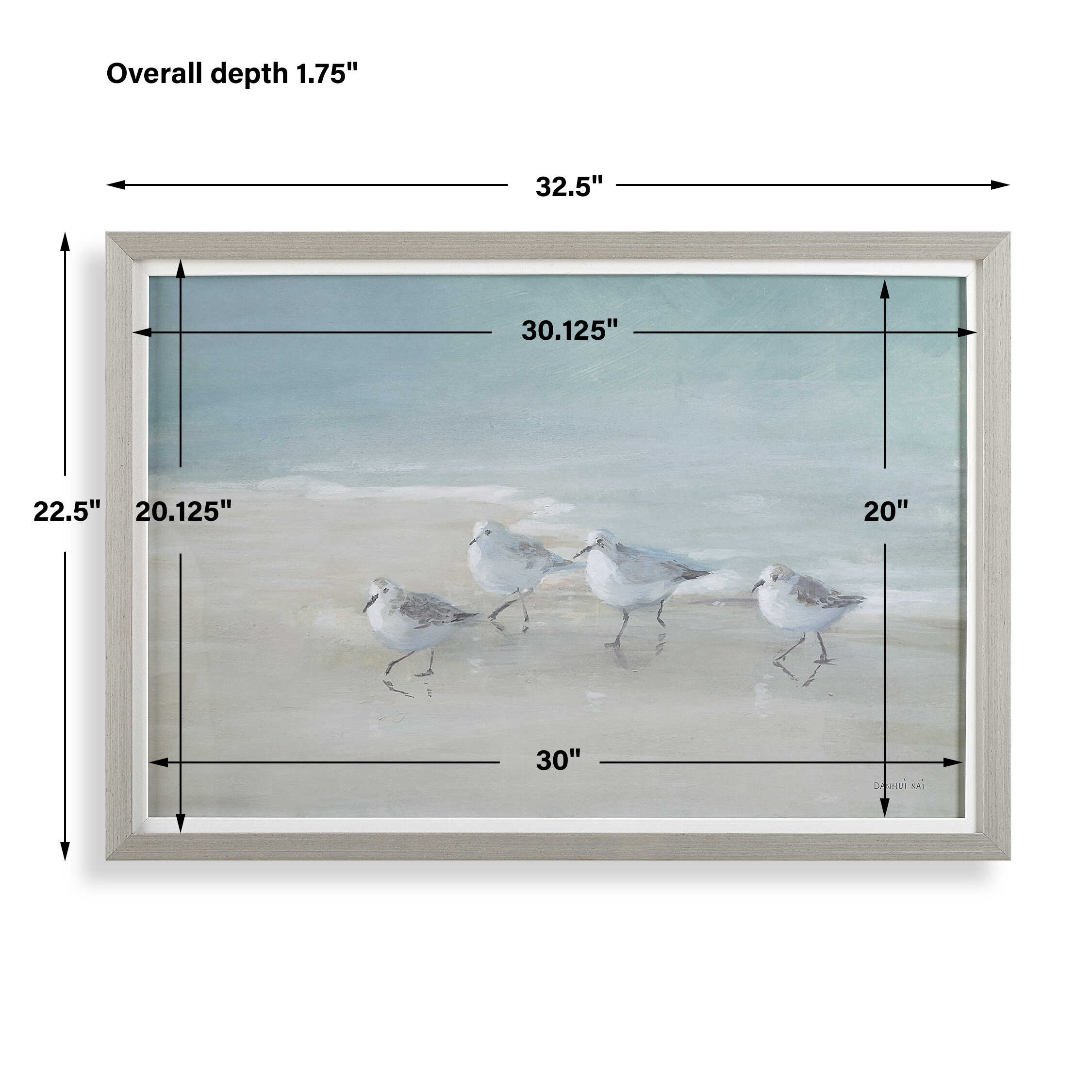 Tranquil Shorebirds On The Sand Framed Print, Painting by Uttermost, 32.5" width x 22.5" height x 1.75" depth View 3