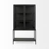 Arelius 36L x 18.75W x 63H Black-Brown Wood with Black Metal Base Display Cabinet, Cabinets & Sideboard by Mercana, 36" length x 18.75" width x 63" height thumbnail 6
