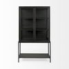 Arelius 36L x 18.75W x 63H Black-Brown Wood with Black Metal Base Display Cabinet, Cabinets & Sideboard by Mercana, 36" length x 18.75" width x 63" height thumbnail 6