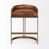 Hollyfield 20.5L x 19.75W x 29H Total Height Brown Leather Seat Gold Metal Base Stool thumbnail 1