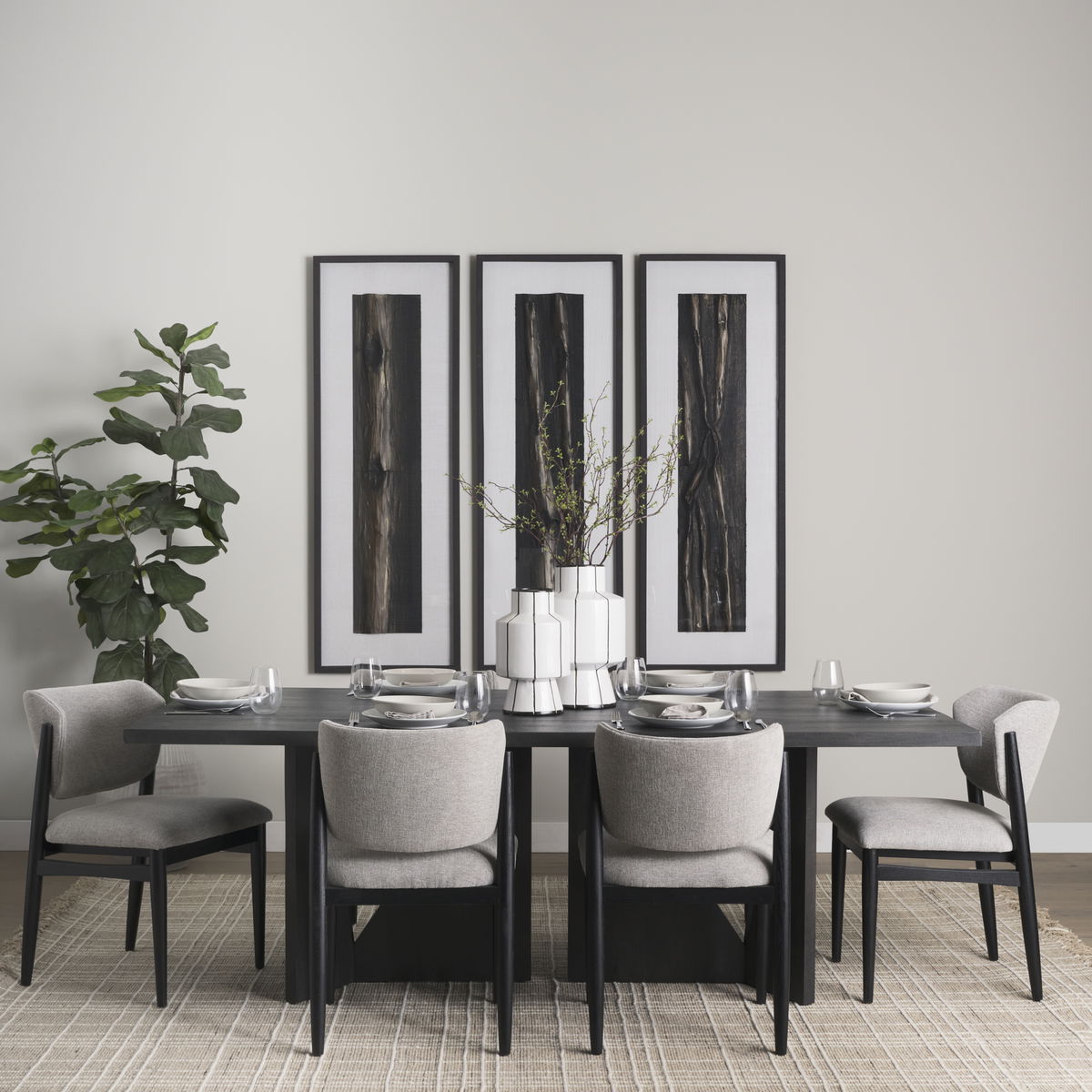 Tarro 84'L x 42'W Rectangular Dining Table | Black Wood | Seats 8, by Mercana, 84" length x 42" width x 30" height View 2