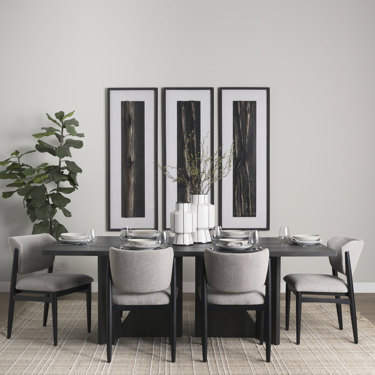 Tarro 84'L x 42'W Rectangular Dining Table | Black Wood | Seats 8, by Mercana, 84" length x 42" width x 30" height View 2