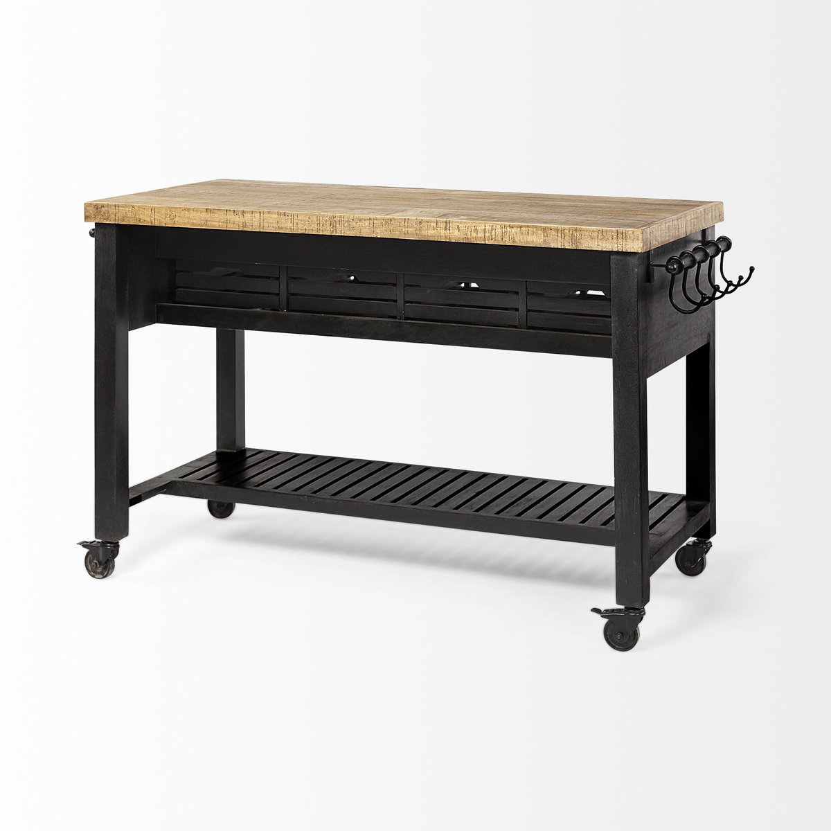 Columbia 62L x 28W x 36H Black Wooden Kitchen Island, by Mercana, 62" length x 28" width x 36" height View 6