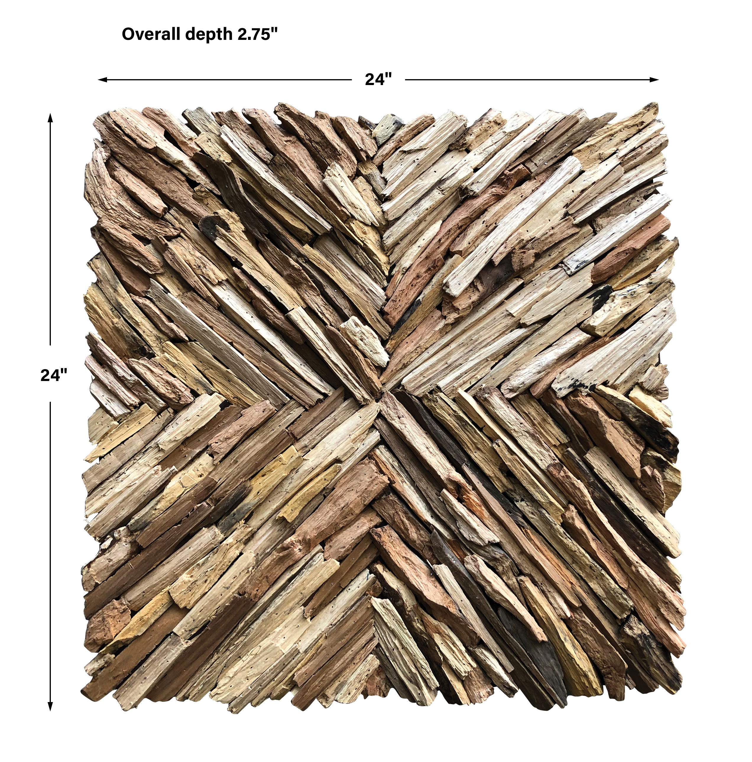 Outland Drift Wood Wall Decor, Sculptural Wall Art by Uttermost, 24" width x 24" height x 2.75" depth View 3