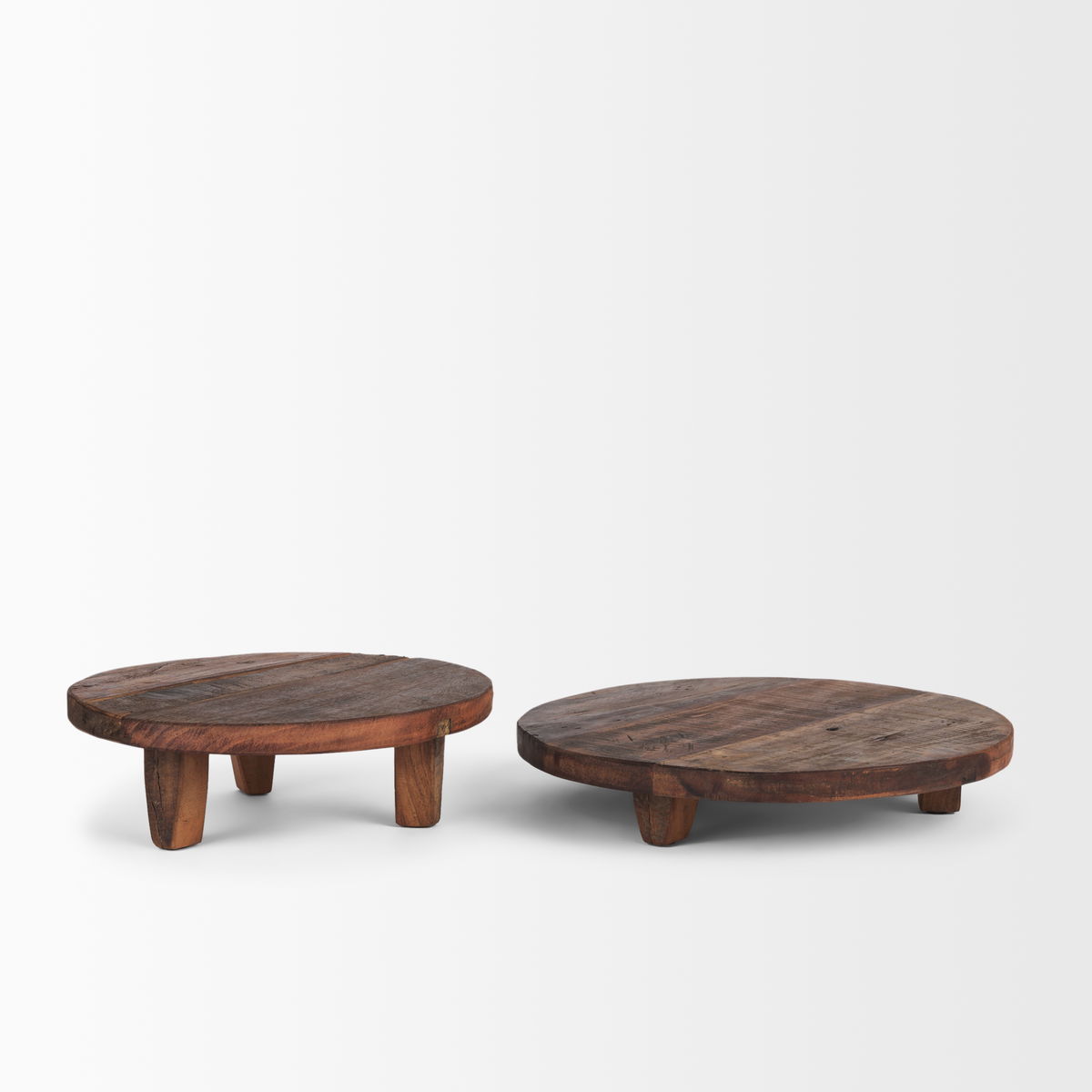 Iza Medium Brown Wooden Riser (Set of 2), Decorative Tray by Mercana, 11.75" length x 11.75" width x 2.25" height View 4