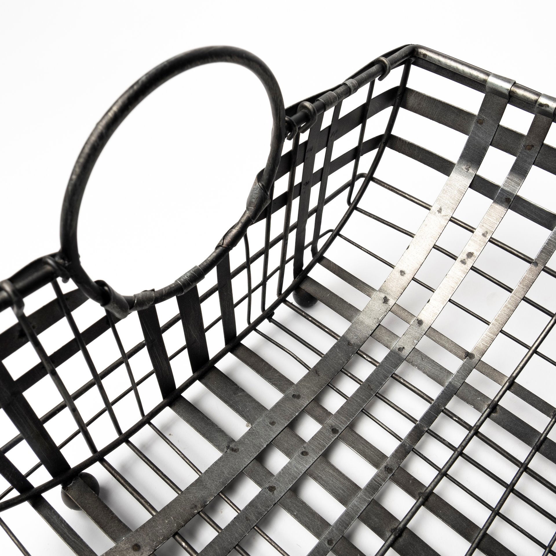 Kenneth (Set of 2) 24L x 12W Gray Metal Baskets, Bins & Basket by Mercana, 23.6" length x 11.8" width x 6.5" height View 6