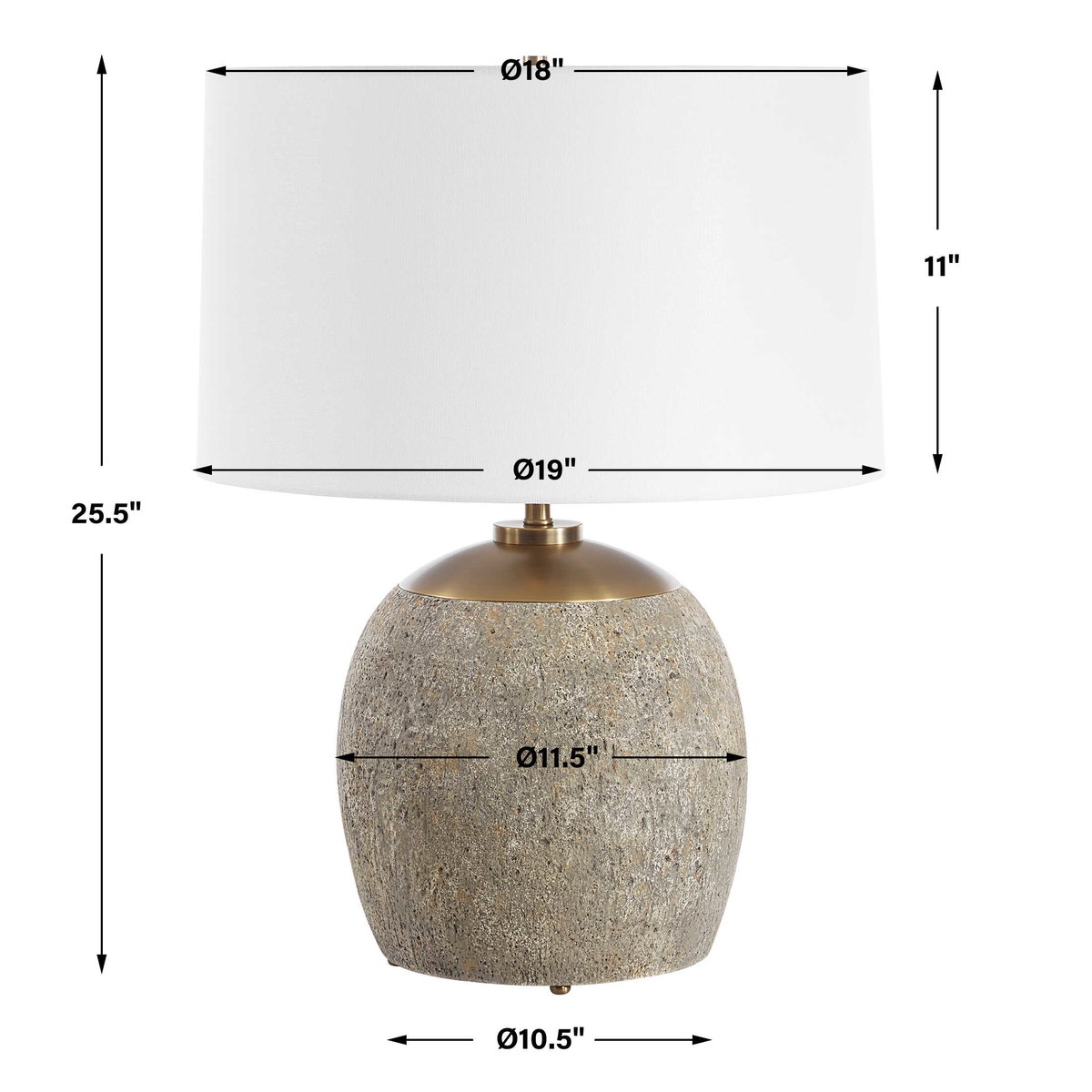 Raylan Textured Table Lamp, by Uttermost, 1'7" width x 2'1.5" height x 1'7" depth View 3