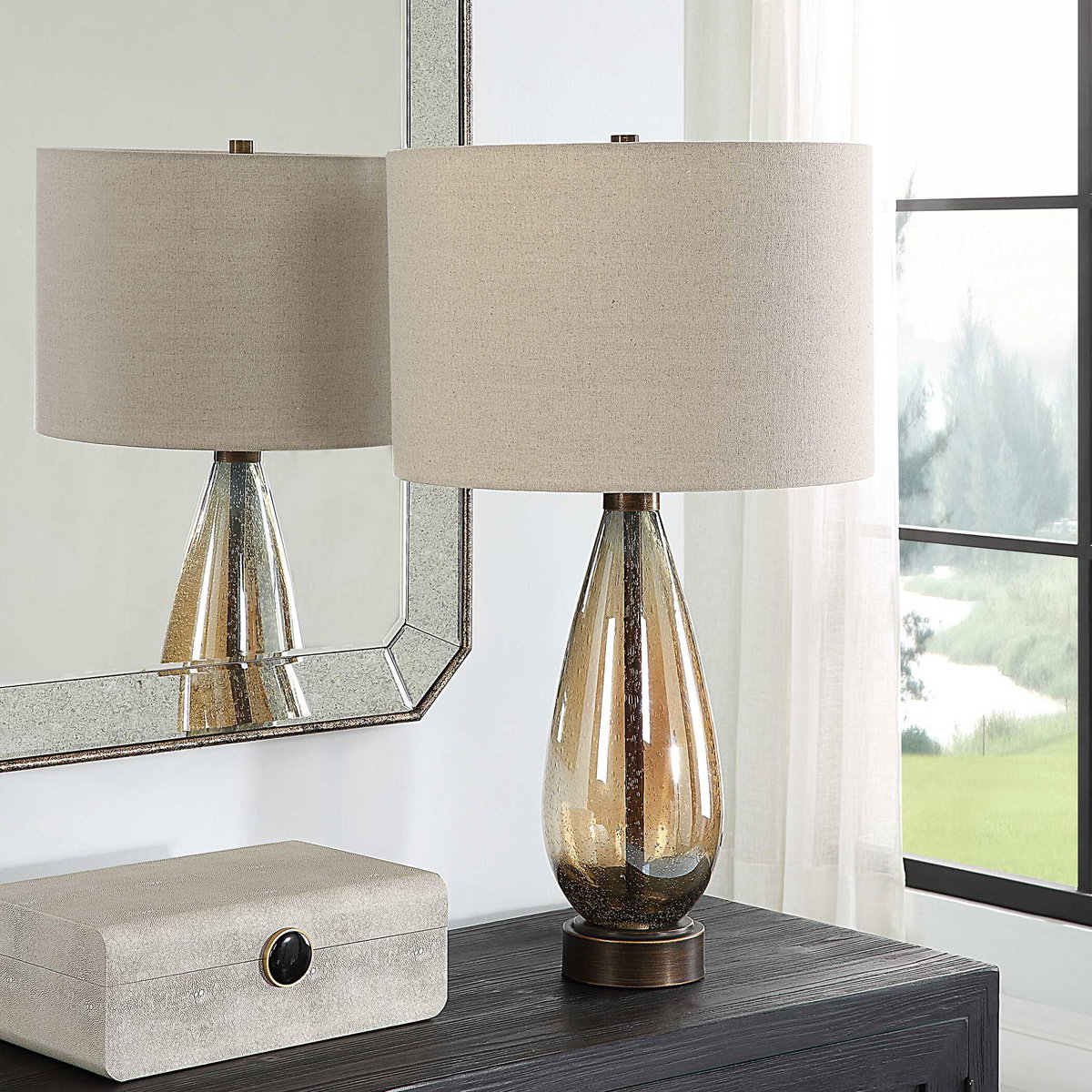 Baltic Teardrop Glass Table Lamp, by Uttermost, 16" width x 29" height x 16" depth View 4
