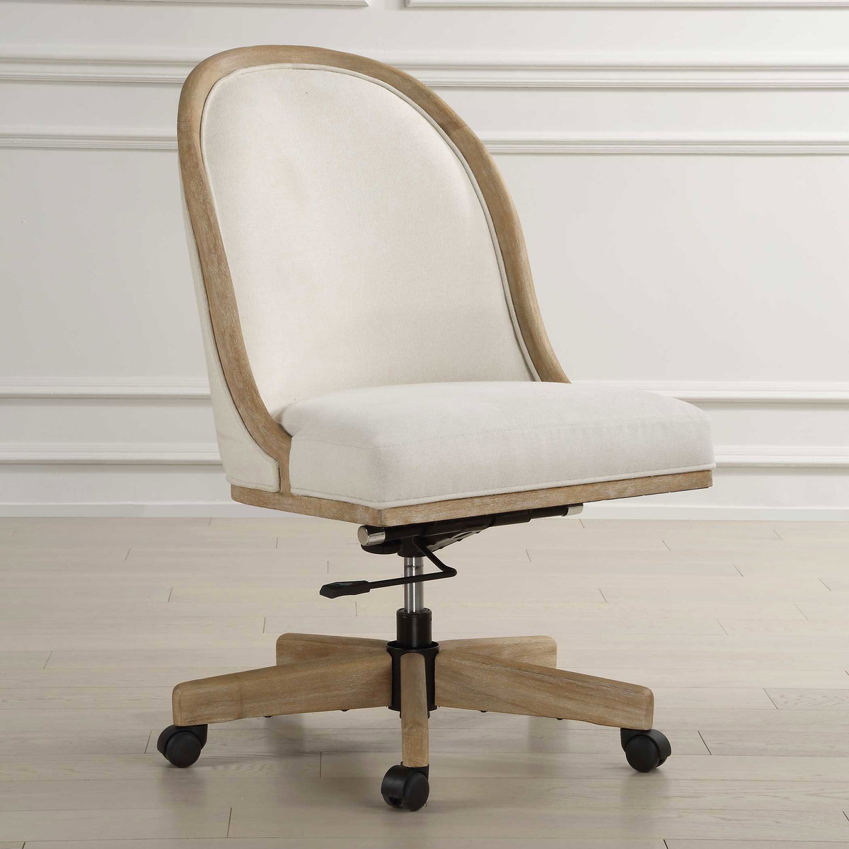 Lithe Light Oak Desk Chair, Accent Chair by Uttermost, 22.5" width x 37.5" height x 26.5" depth View 4