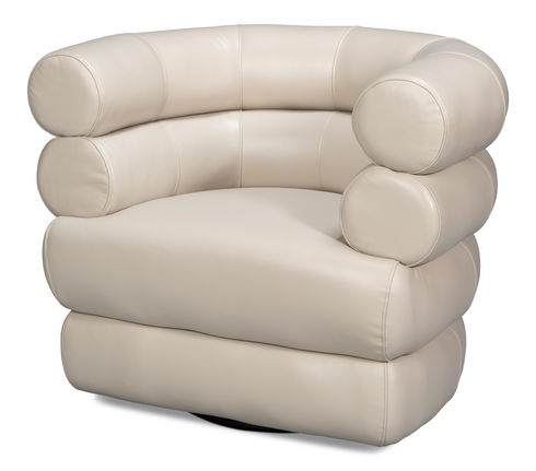 Rondo Leather Swivel Chair, White