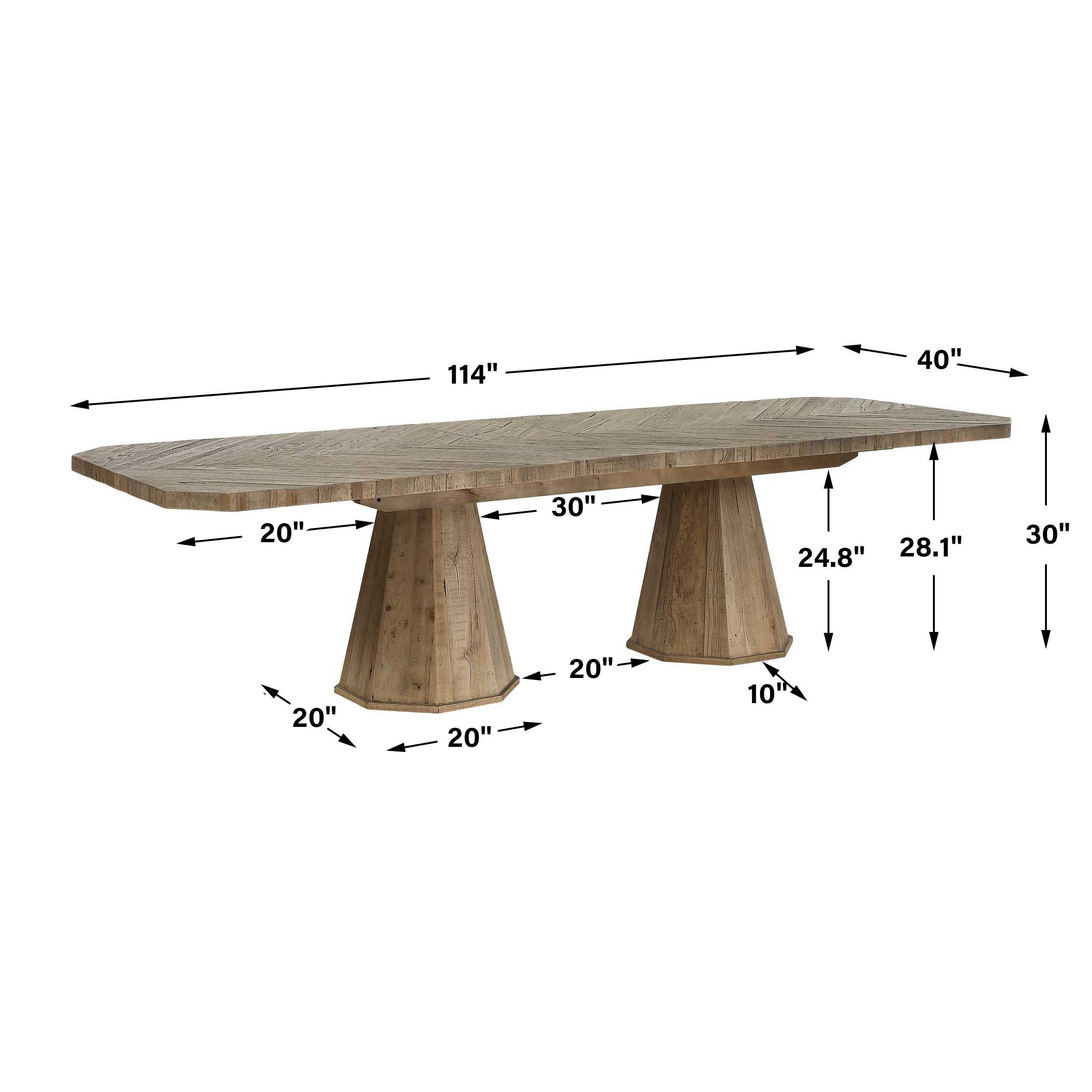 Caledon Reclaimed Oak Dining Table, Furniture by Uttermost, 114" width x 30" height x 40" depth View 3
